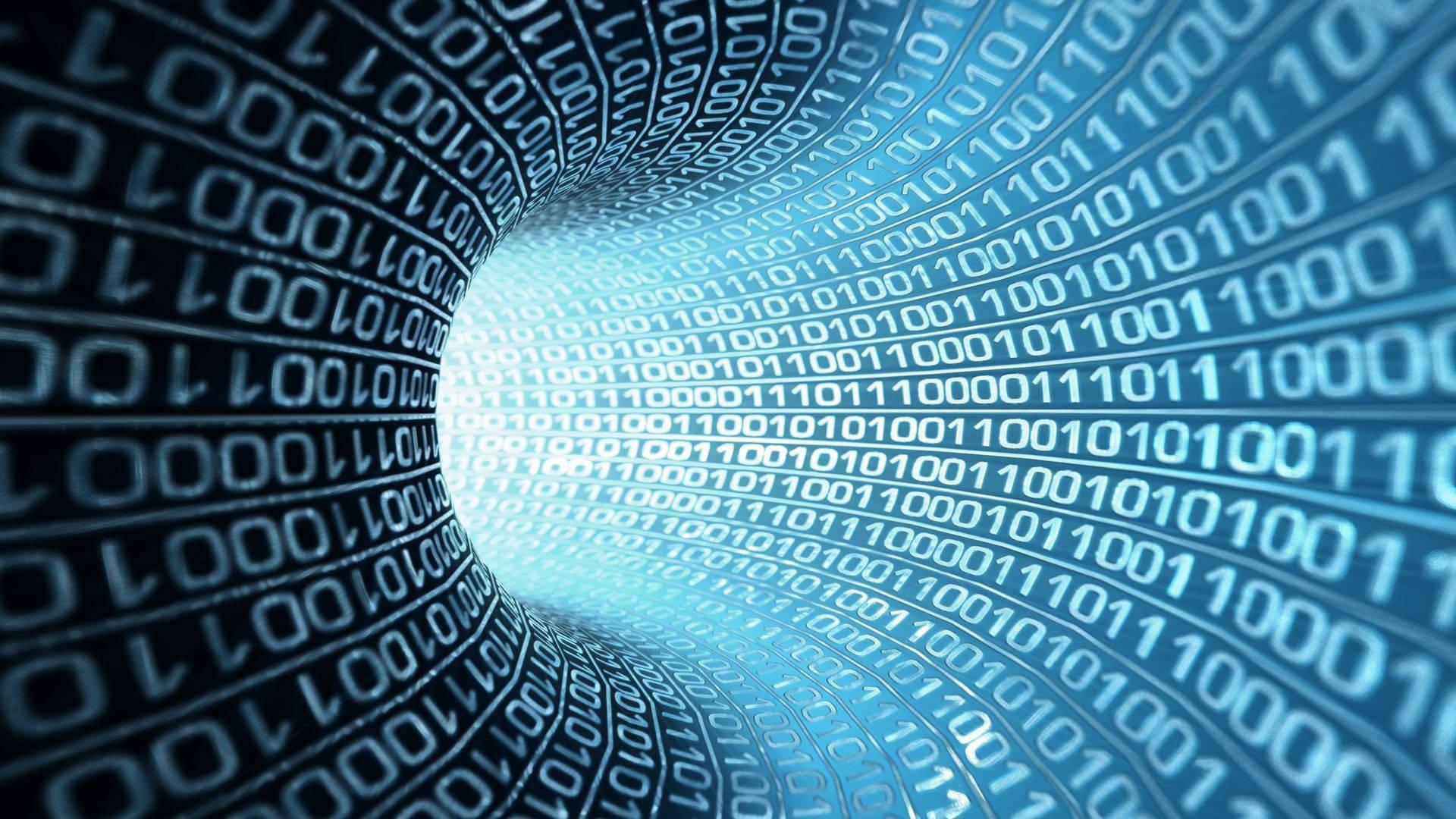 Passing through a digital binary tunnel — 1920x1080 wallpaper