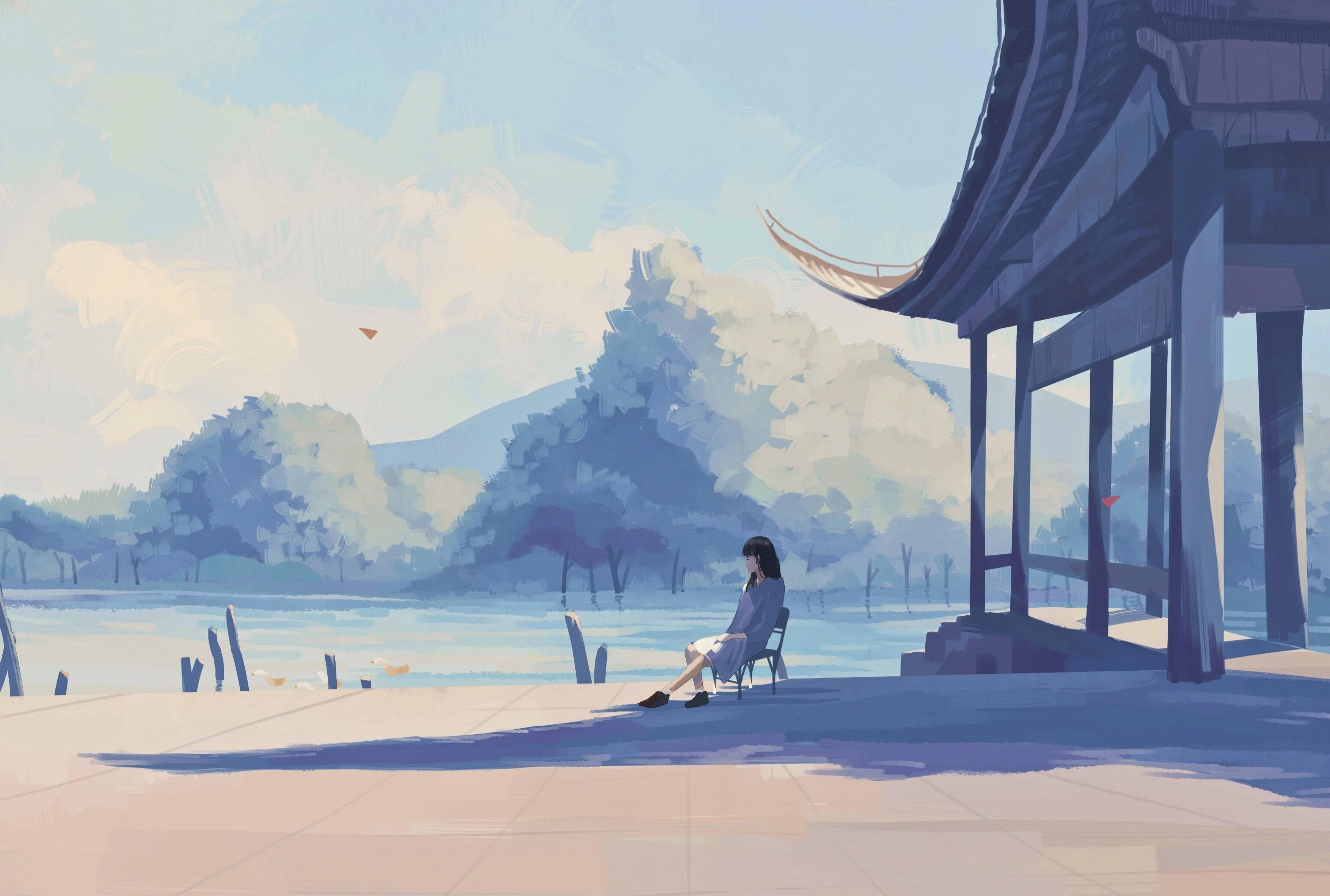 Pastel Aesthetic Anime Girl — 3507x2362 wallpaper