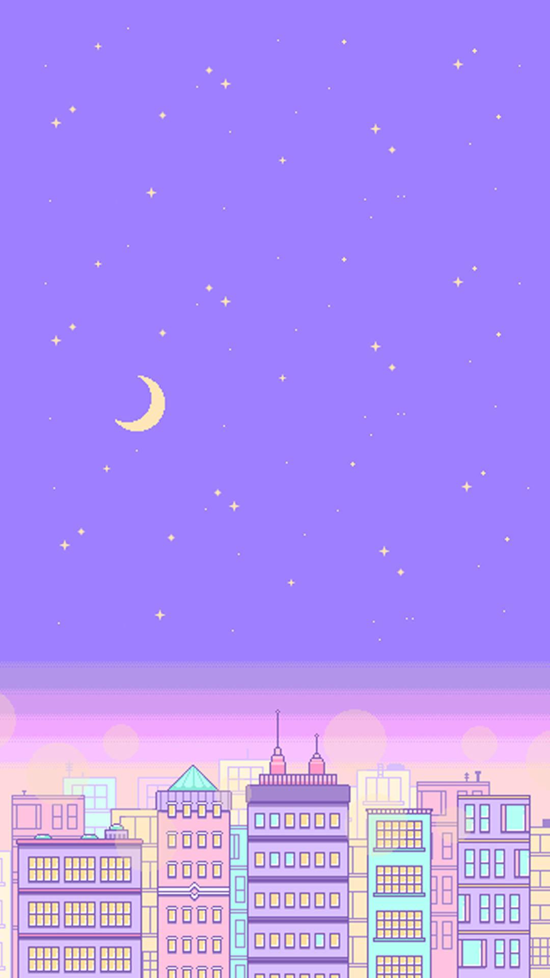 Pastel Aesthetic City Skyline At Night — 1080x1920 wallpaper