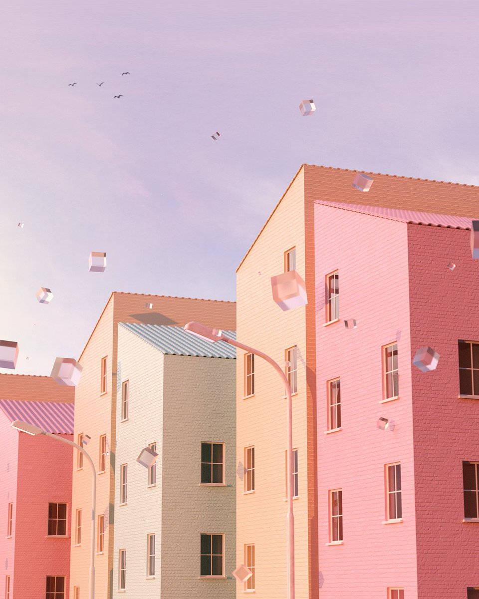 Pastel Aesthetic Town — 960x1200 wallpaper
