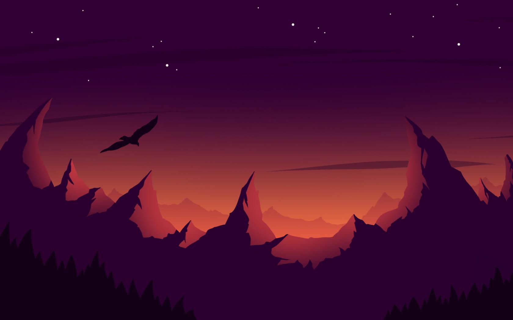 Pastel Purple Sky And Mountain — 1680x1050 wallpaper