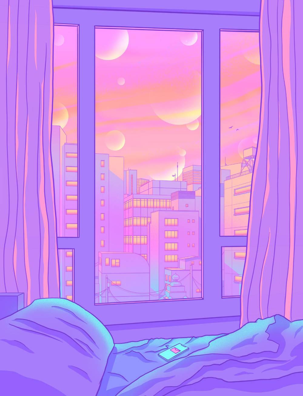 Pastel Purple Window View — 1000x1305 wallpaper