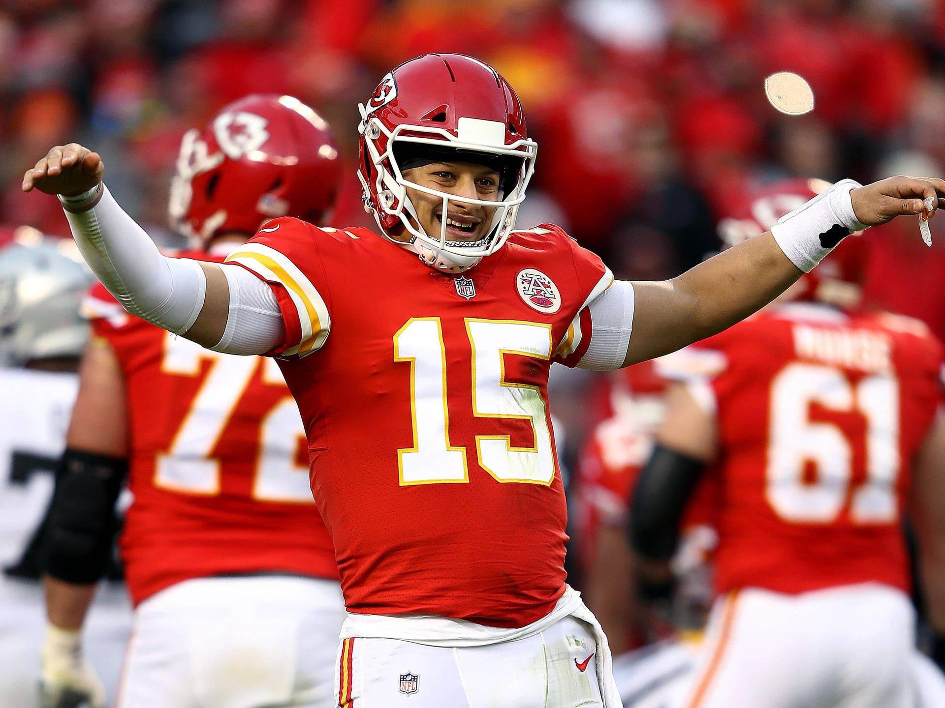 Patrick Mahomes Celebrates After Winning The Super Bowl — 1920x1440 wallpaper