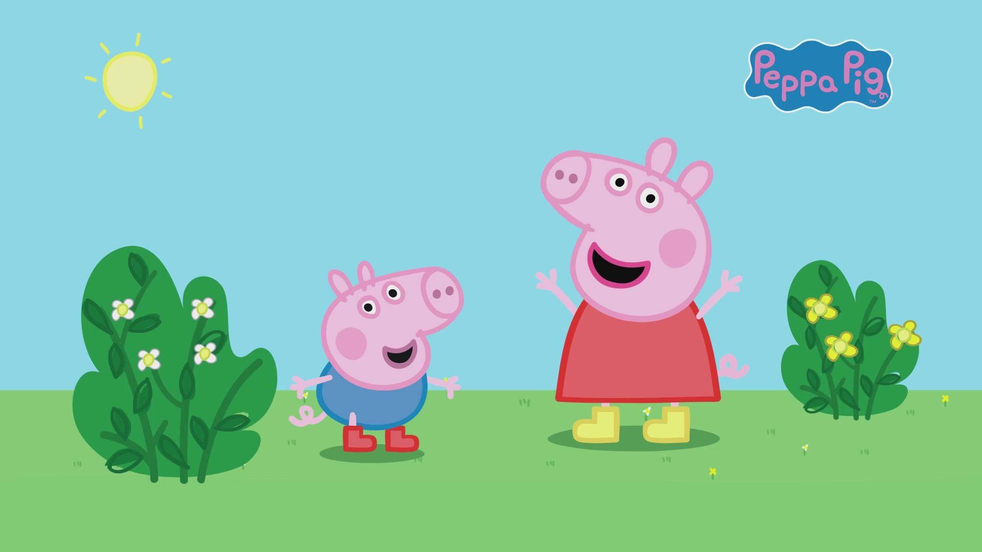 Peppa and George Pig enjoy a day of fun at the park — 1920x1080 wallpaper