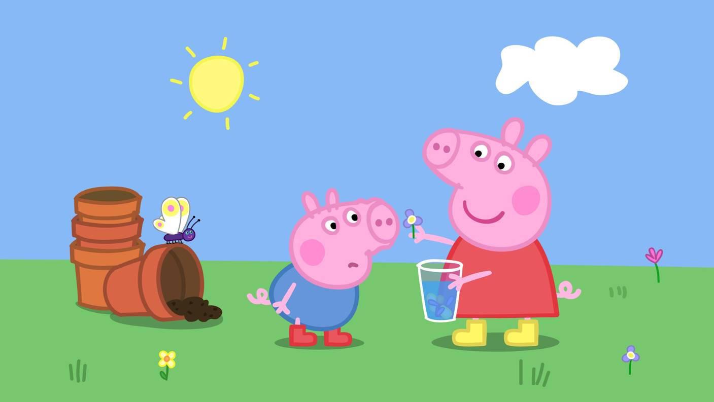 Peppa Pig Enjoying the Garden — 1407x793 wallpaper