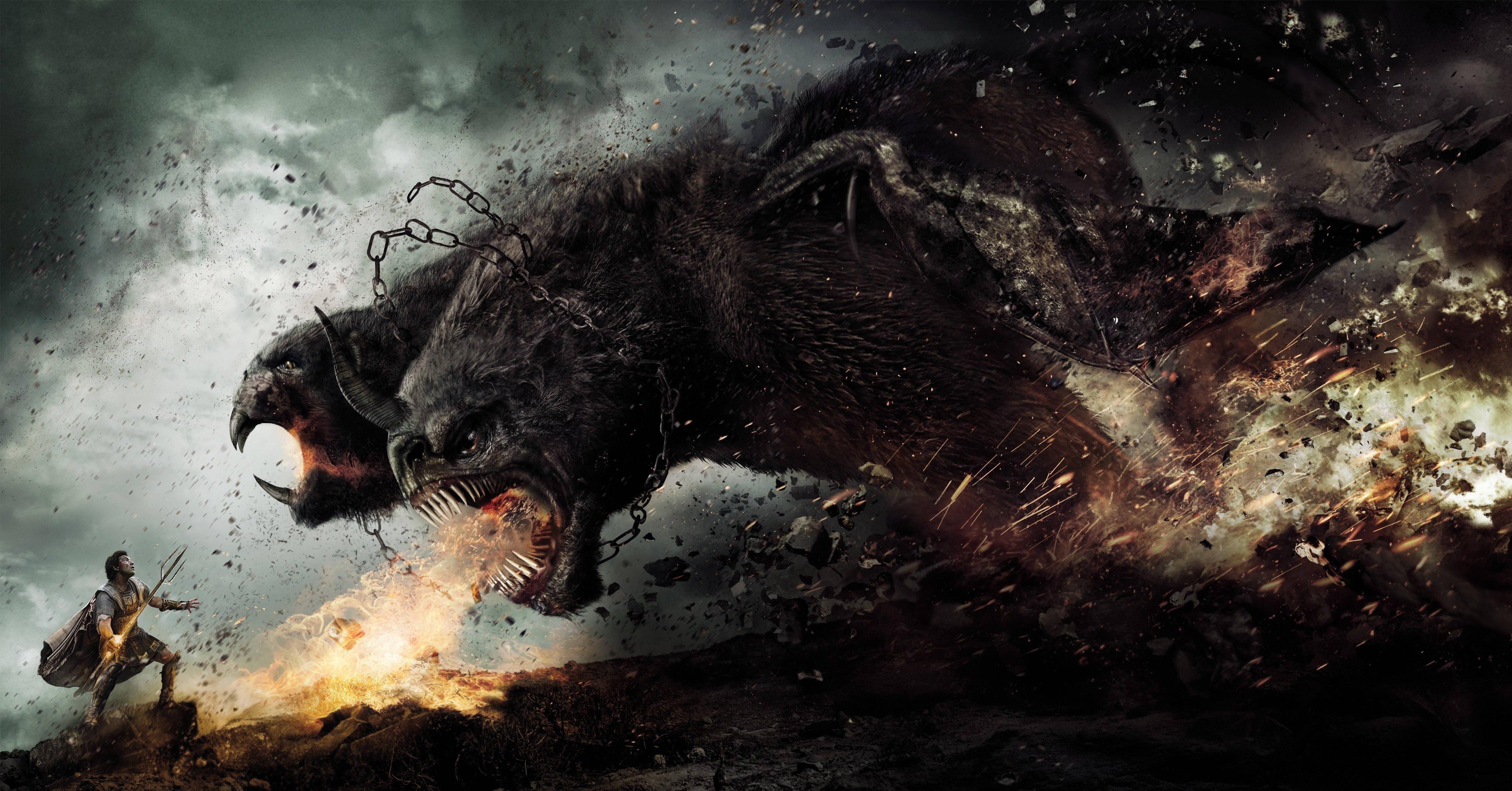 Perseus Facing the Chimera — 4613x2413 wallpaper