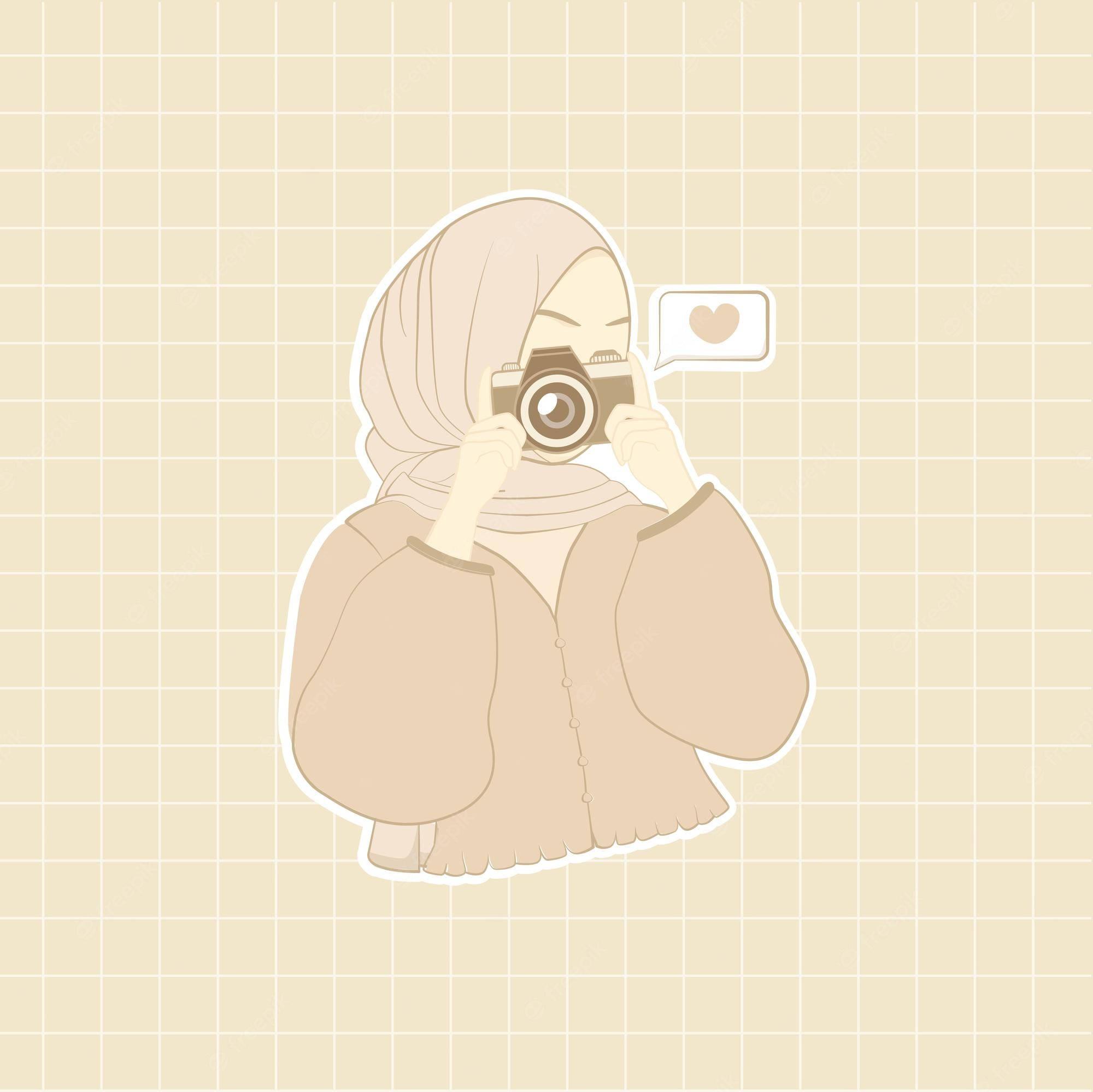 PFP Aesthetic Muslim Girl With Camera — 2000x1999 wallpaper