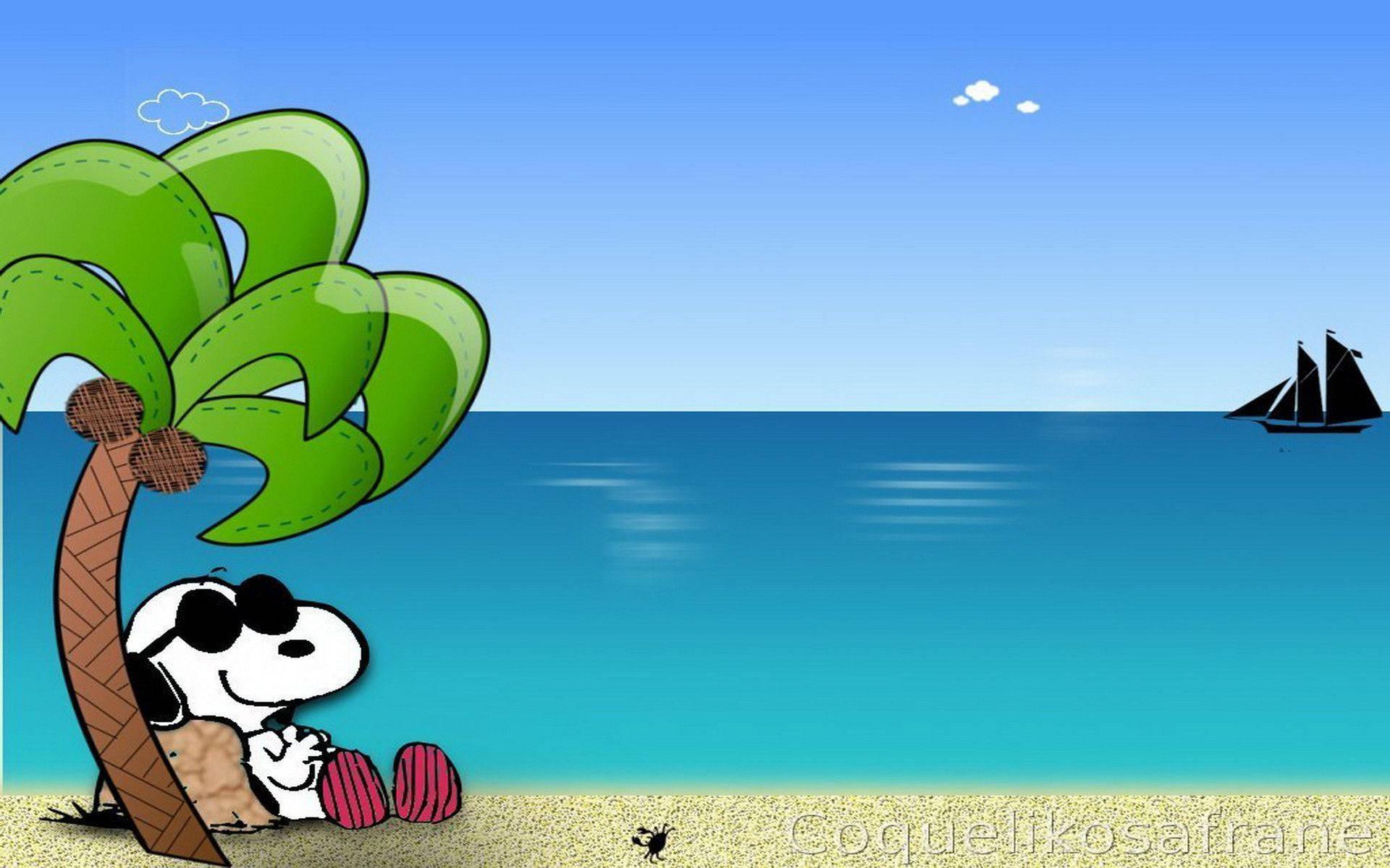 Pic Snoopy enjoying some R&R at the beach — 1920x1200 wallpaper