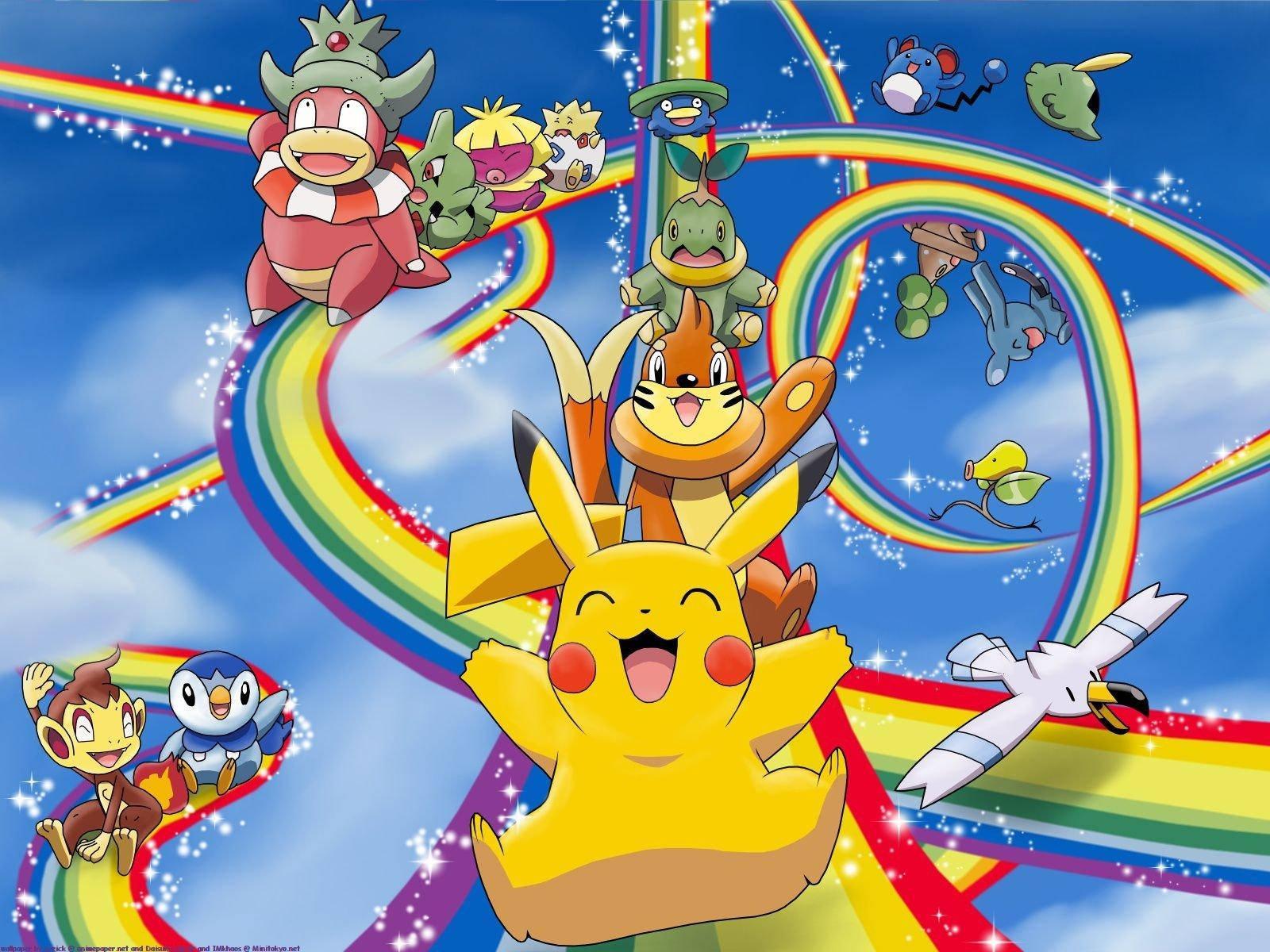 Pikachu And Other Cool Pokemon Rainbow — 1600x1200 wallpaper