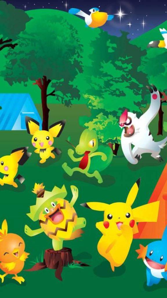 Pikachu Camping With Friends Pokemon Iphone — 576x1024 wallpaper