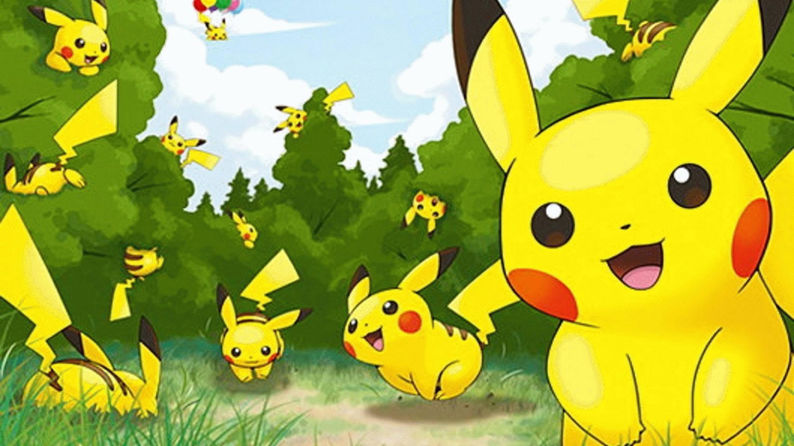 Pikachu Clones playing — 2560x1440 wallpaper