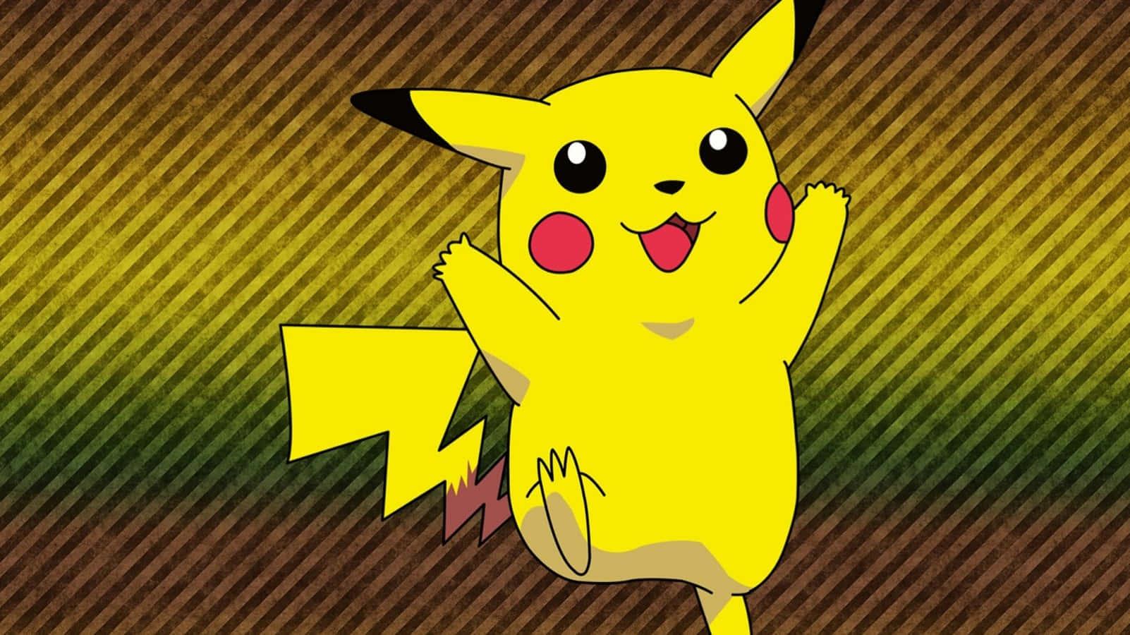 Pikachu On Diagonal Stripes Picture — 1602x900 wallpaper