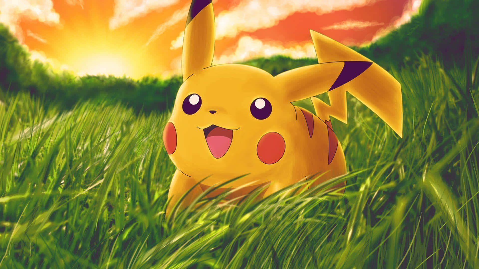 Pikachu On The Grass Field Picture — 1920x1080 wallpaper