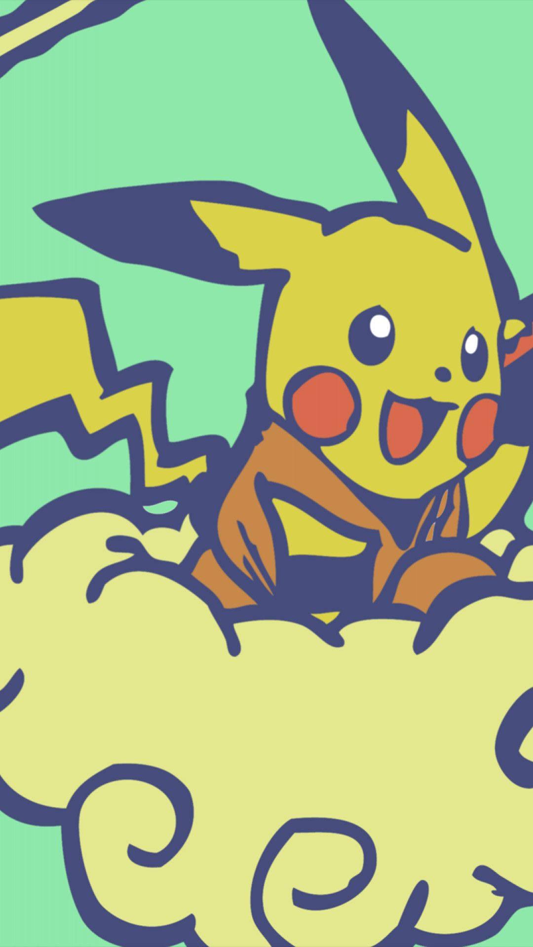 Pikachu Riding On Clouds Pokemon Iphone — 1080x1920 wallpaper