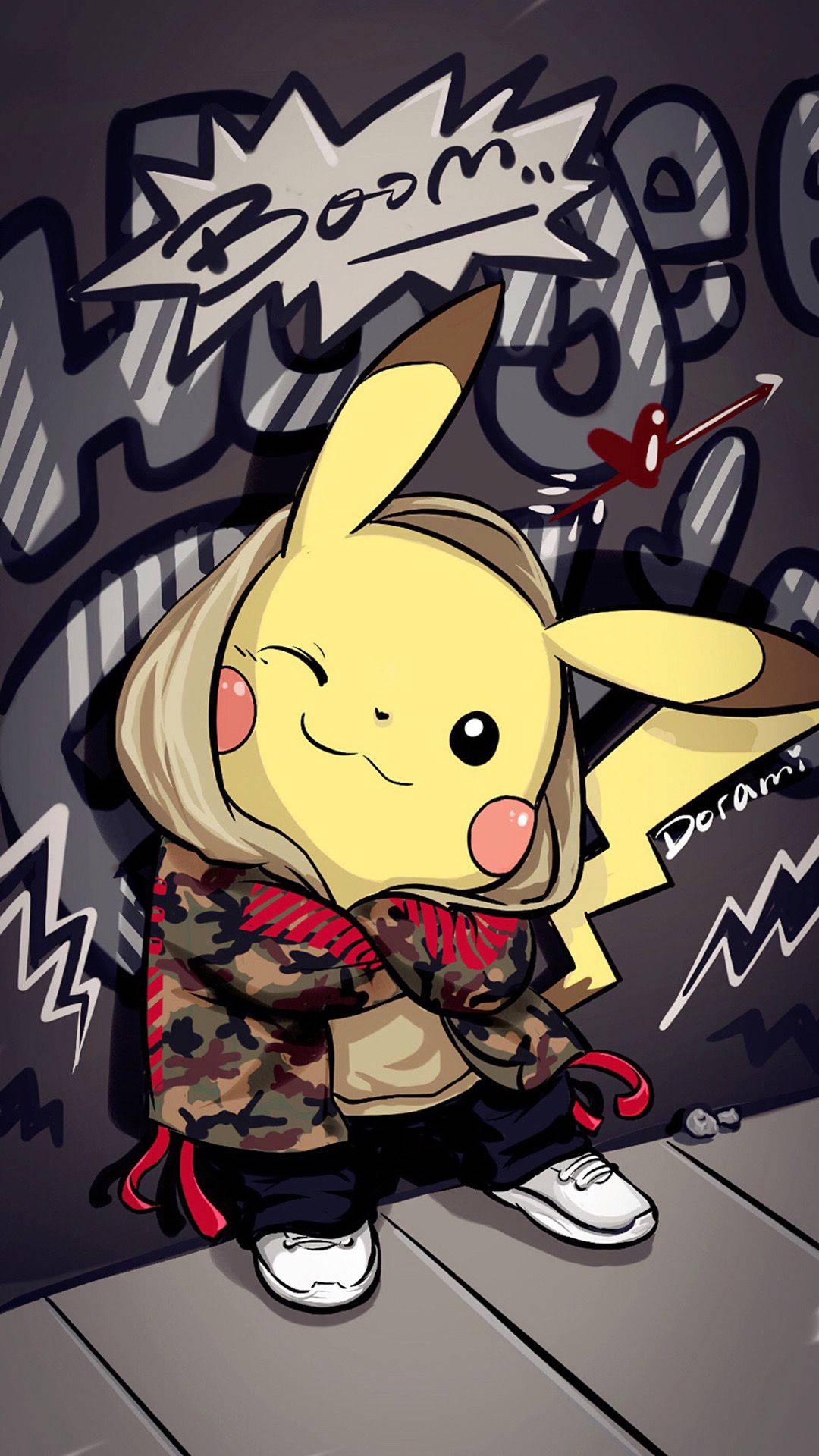 Pikachu With Graffiti Art — 1080x1920 wallpaper