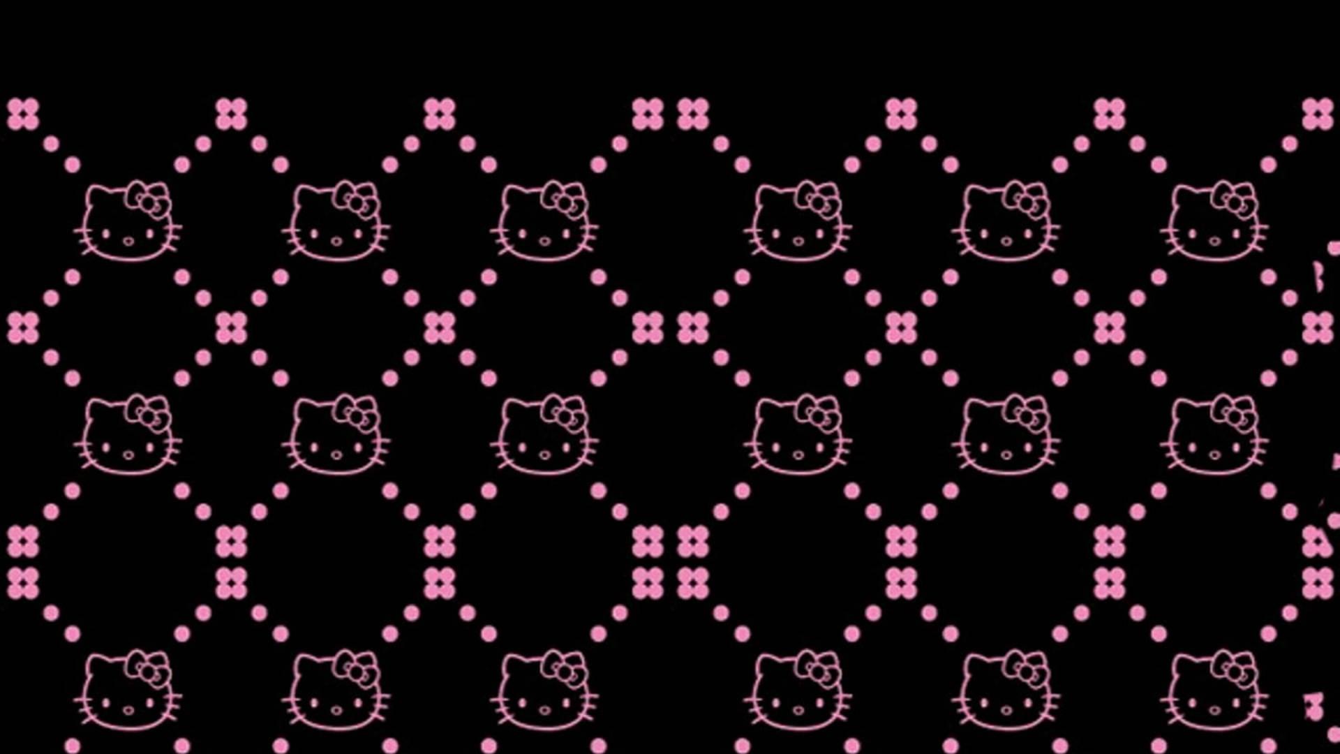 Pink And Black Hello Kitty Pattern — 1920x1080 wallpaper