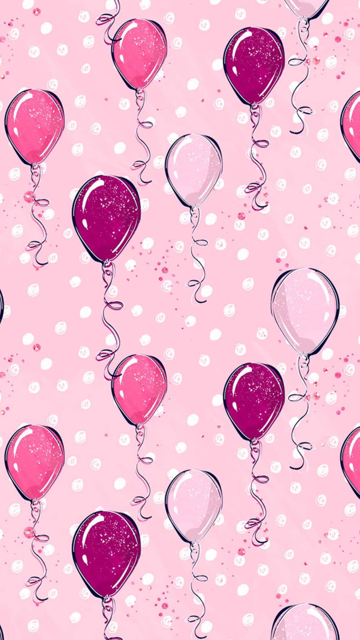 pink and pink balloons on a pink background — 1242x2208 wallpaper