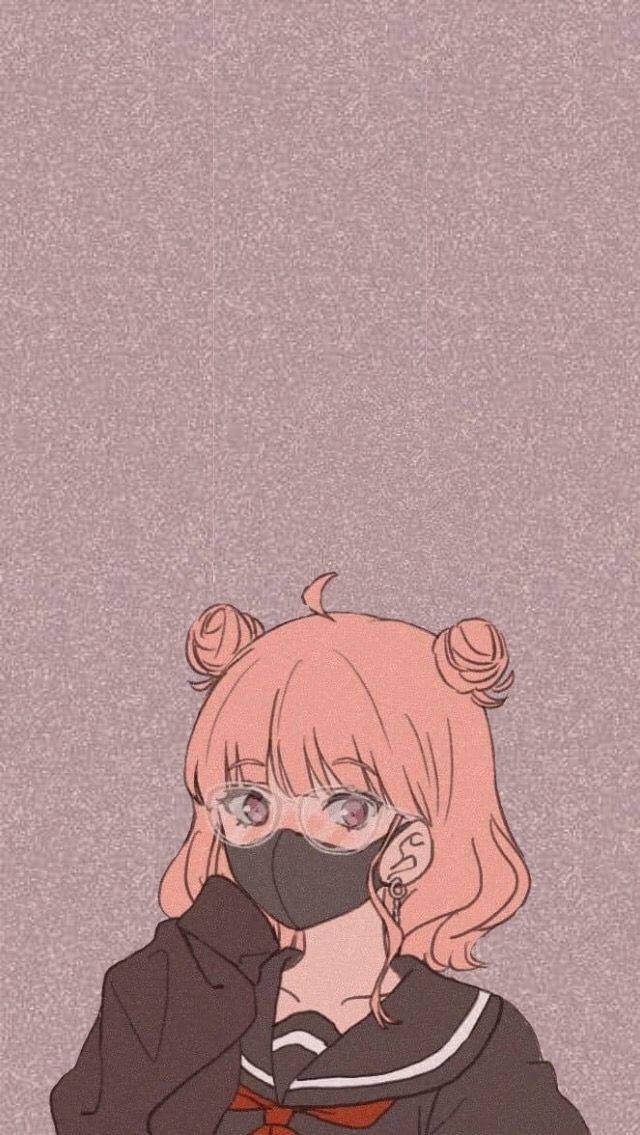 Pink Hair Cool Girl Cartoon — 640x1135 wallpaper