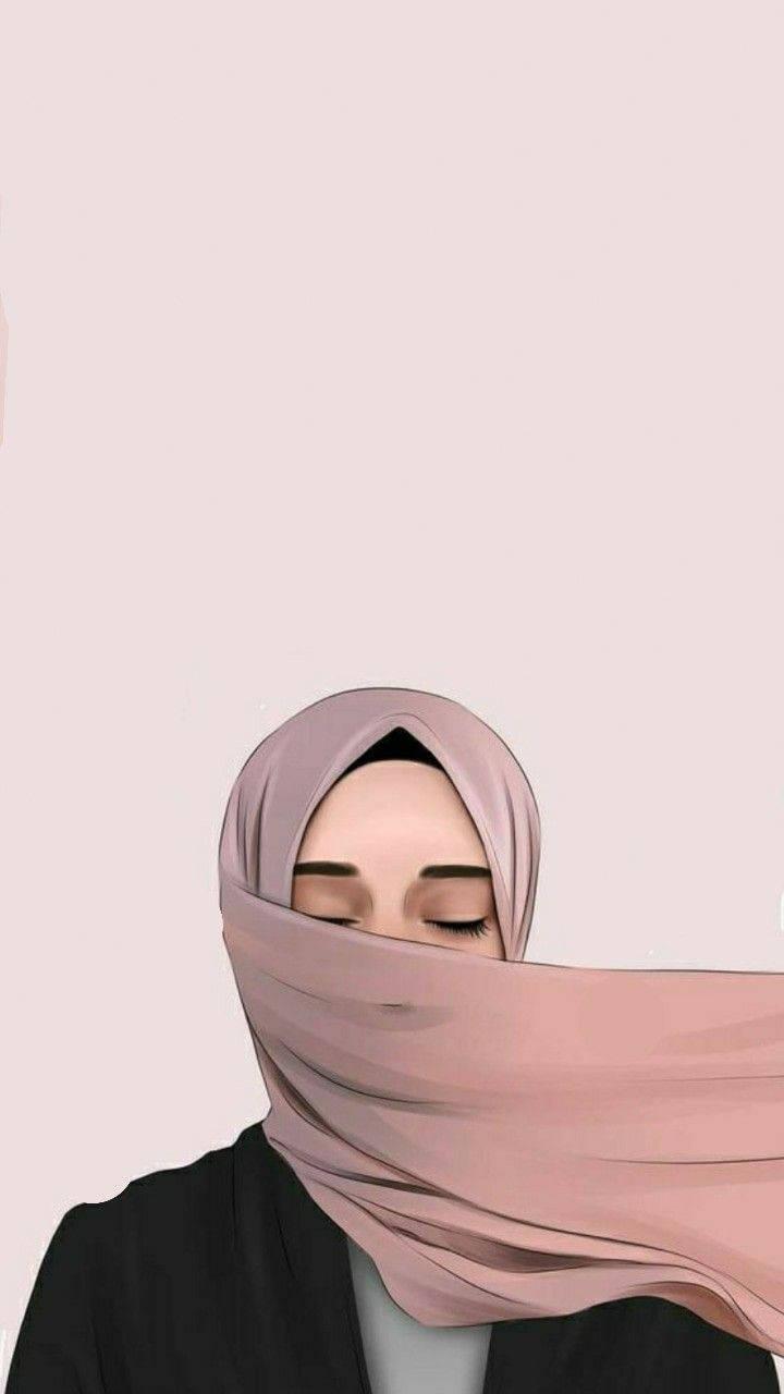 Pink Hijab Cartoon — 720x1280 wallpaper