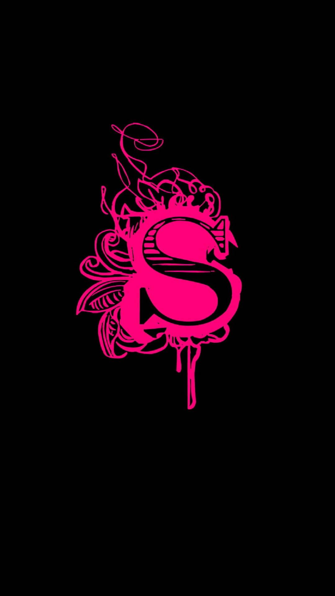 Pink Letter S In Black — 1080x1920 wallpaper