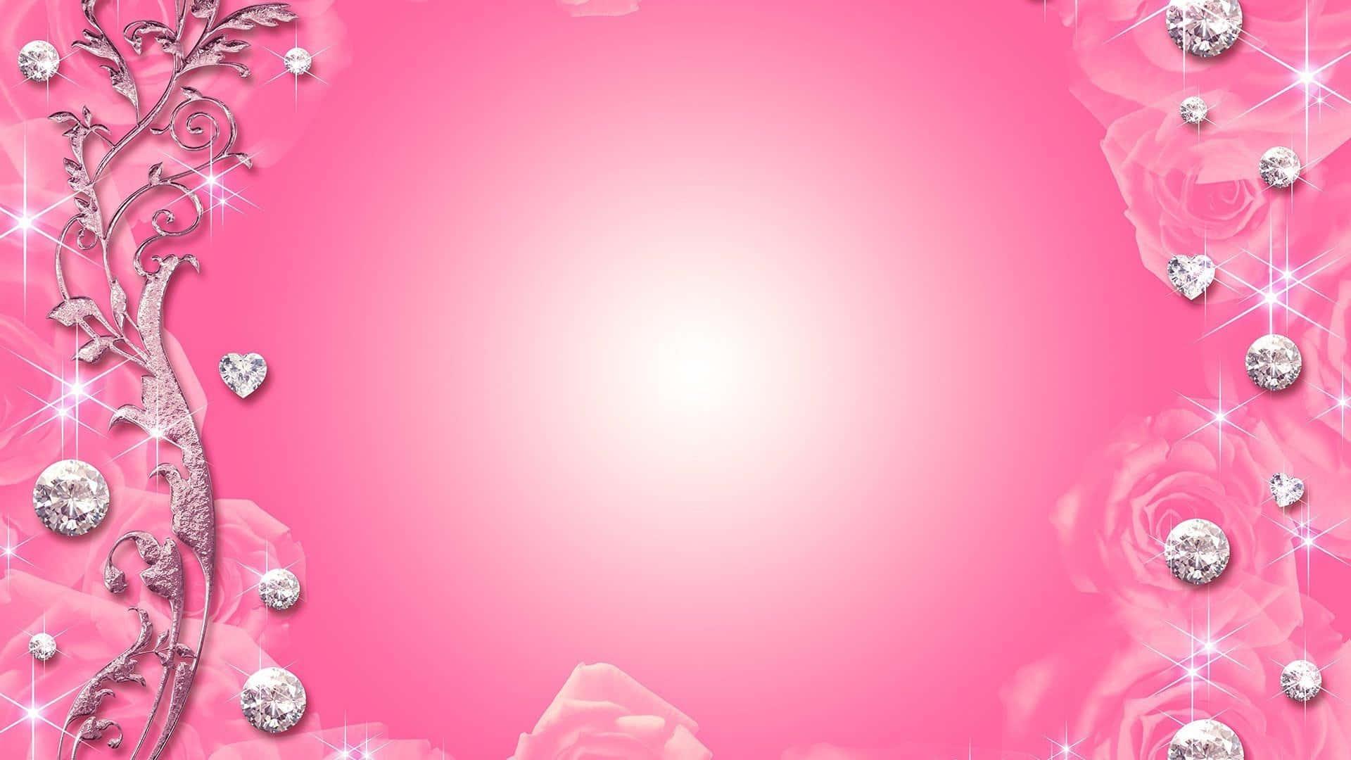 pink roses and diamonds on a pink background — 1920x1080 wallpaper