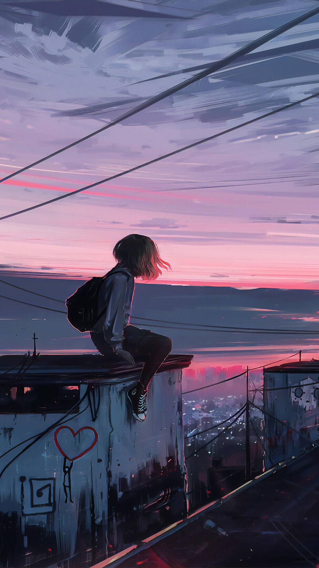 Pink Sky Aesthetic Girl — 1080x1920 wallpaper