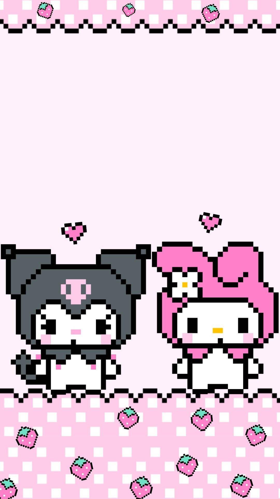 Pixelated My Melody Kuromi — 1080x1920 wallpaper