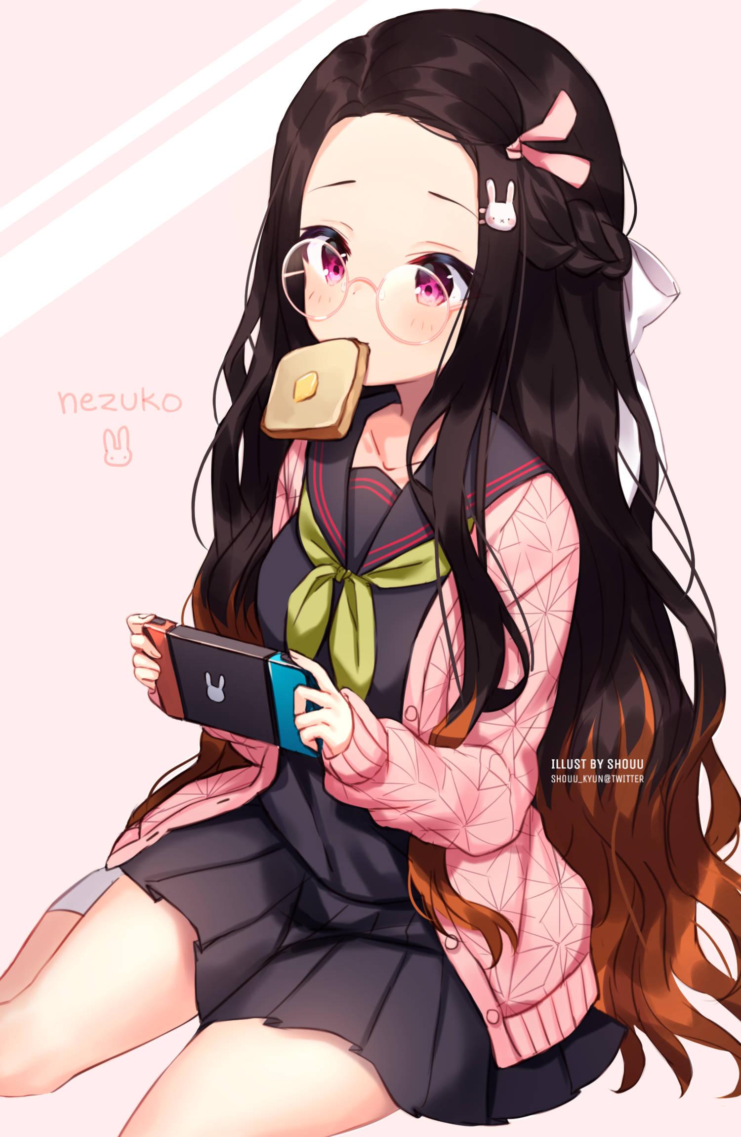 Playing Gameboy Demon Slayer Nezuko — 1500x2300 wallpaper