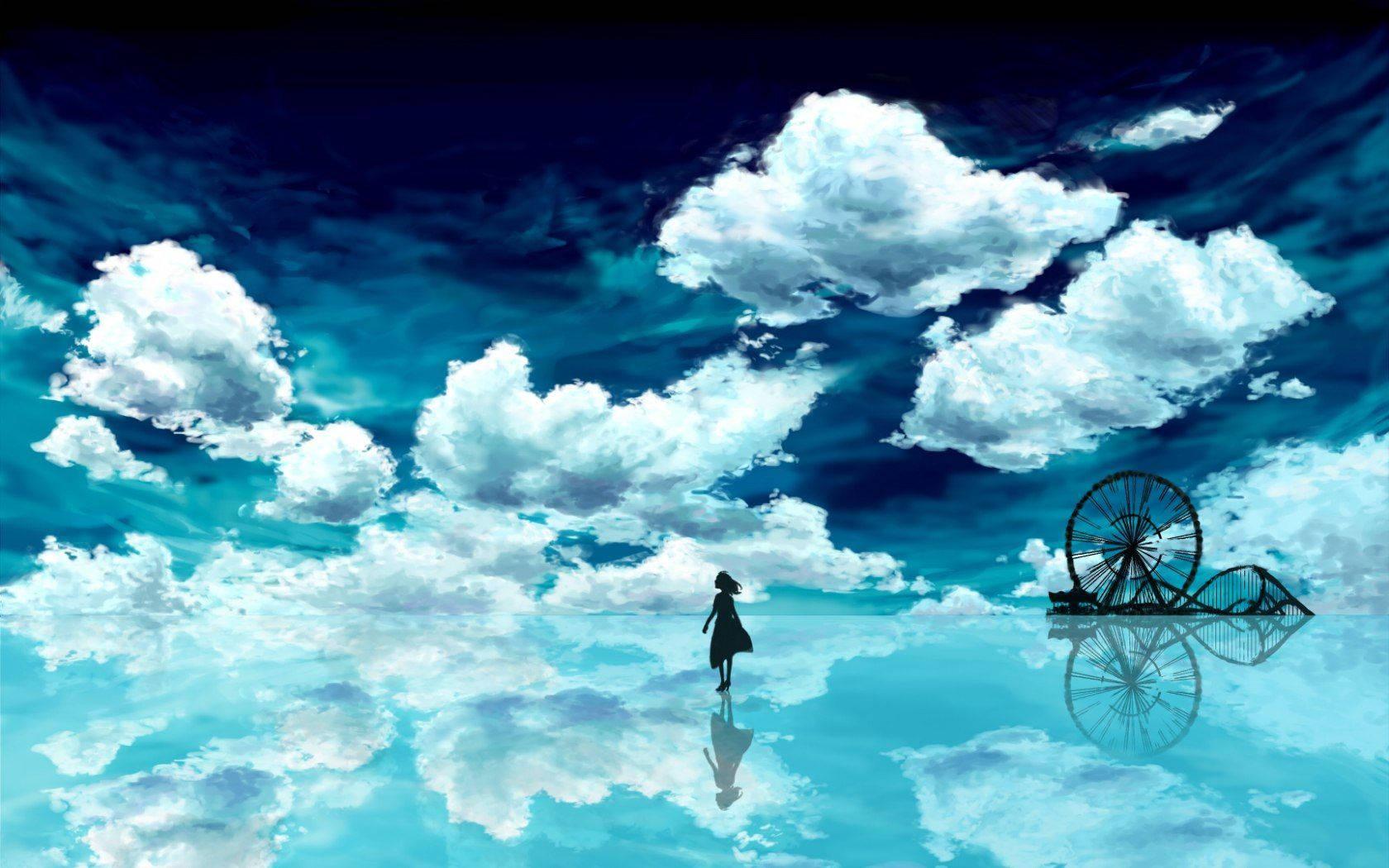 Pleasant Reflection Anime Scenery — 1680x1050 wallpaper