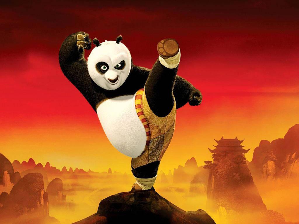 Po the Panda shows off his Kung Fu moves — 1024x768 wallpaper