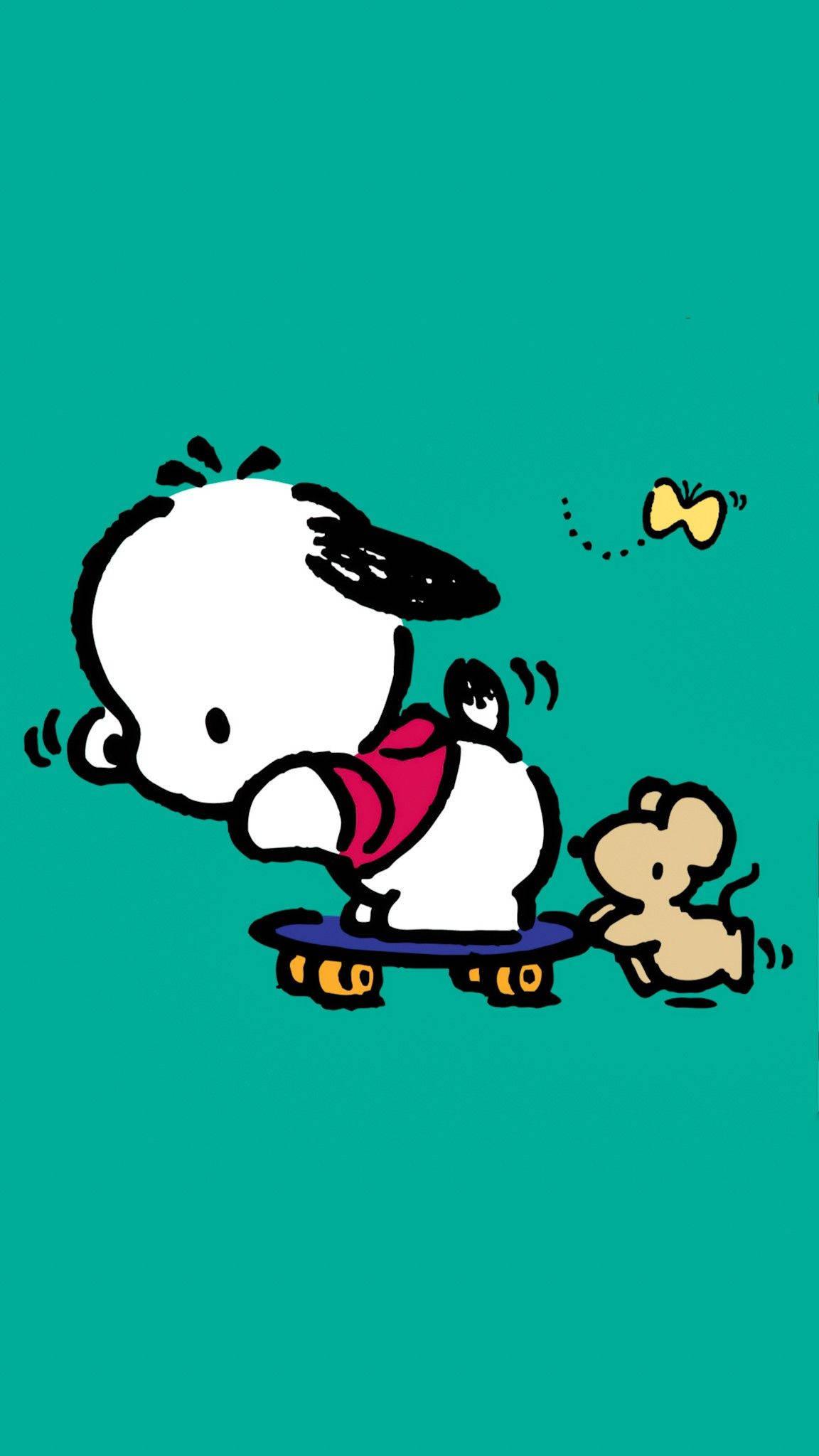 Pochacco On Skateboard With Choppy — 1152x2048 wallpaper