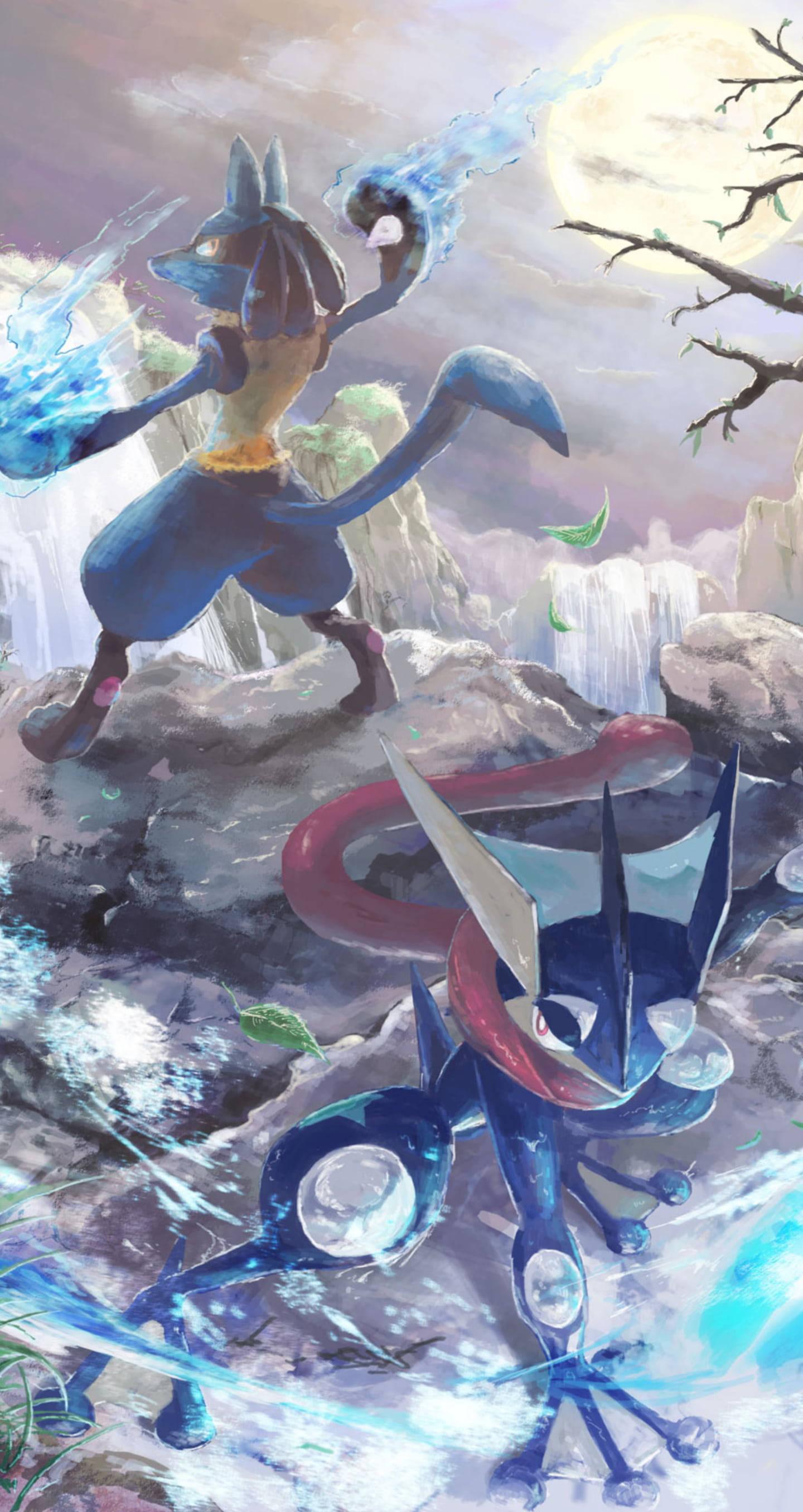 Pokemon Phone Lucario And Greninja — 1440x2712 wallpaper