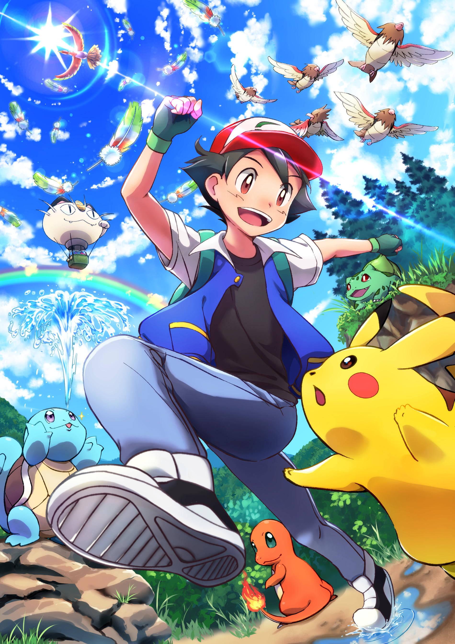 Pokemon Phone Walking Ash — 1900x2687 wallpaper