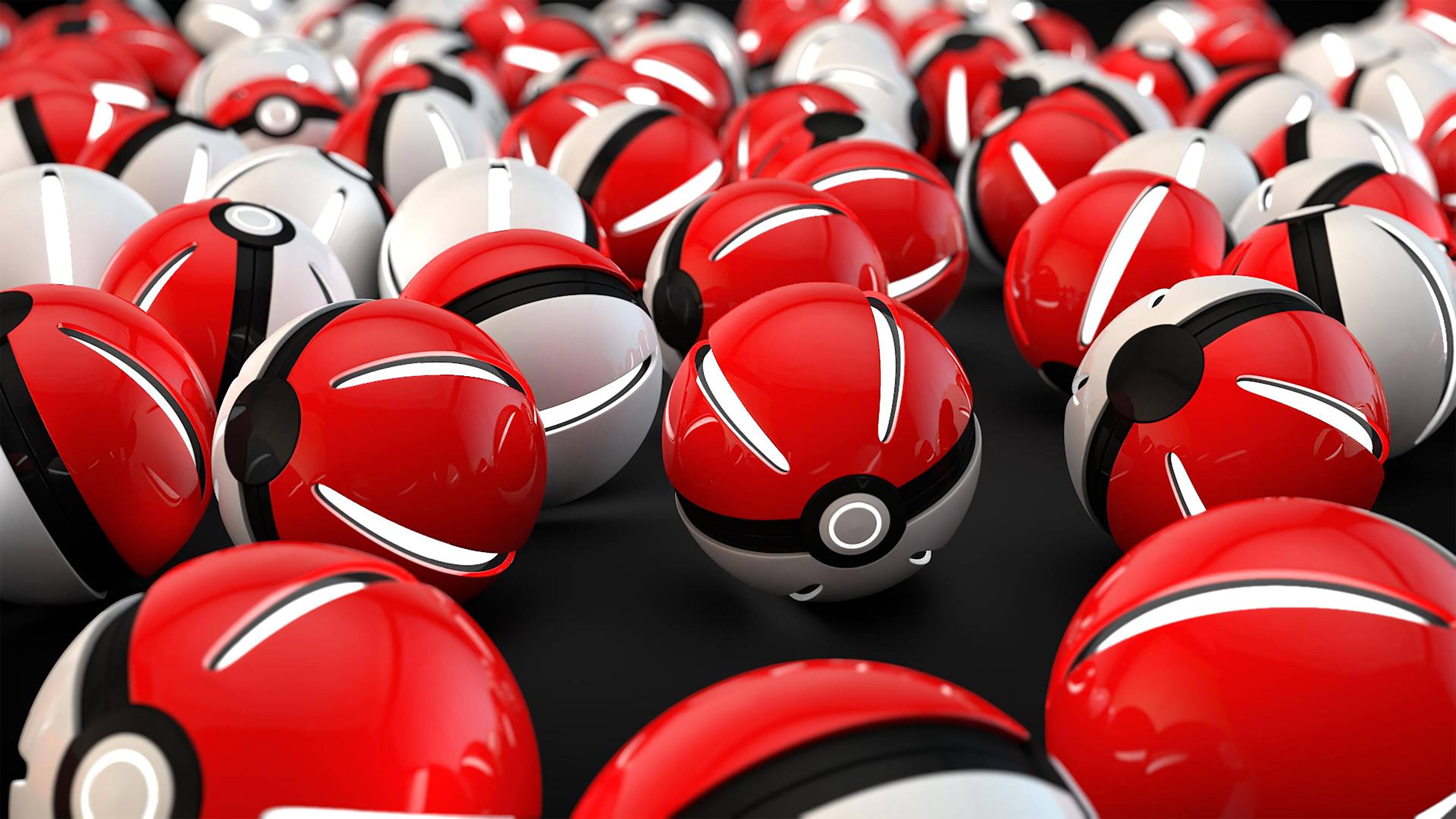 Pokemon Shiny Red Pokeballs — 3840x2160 wallpaper