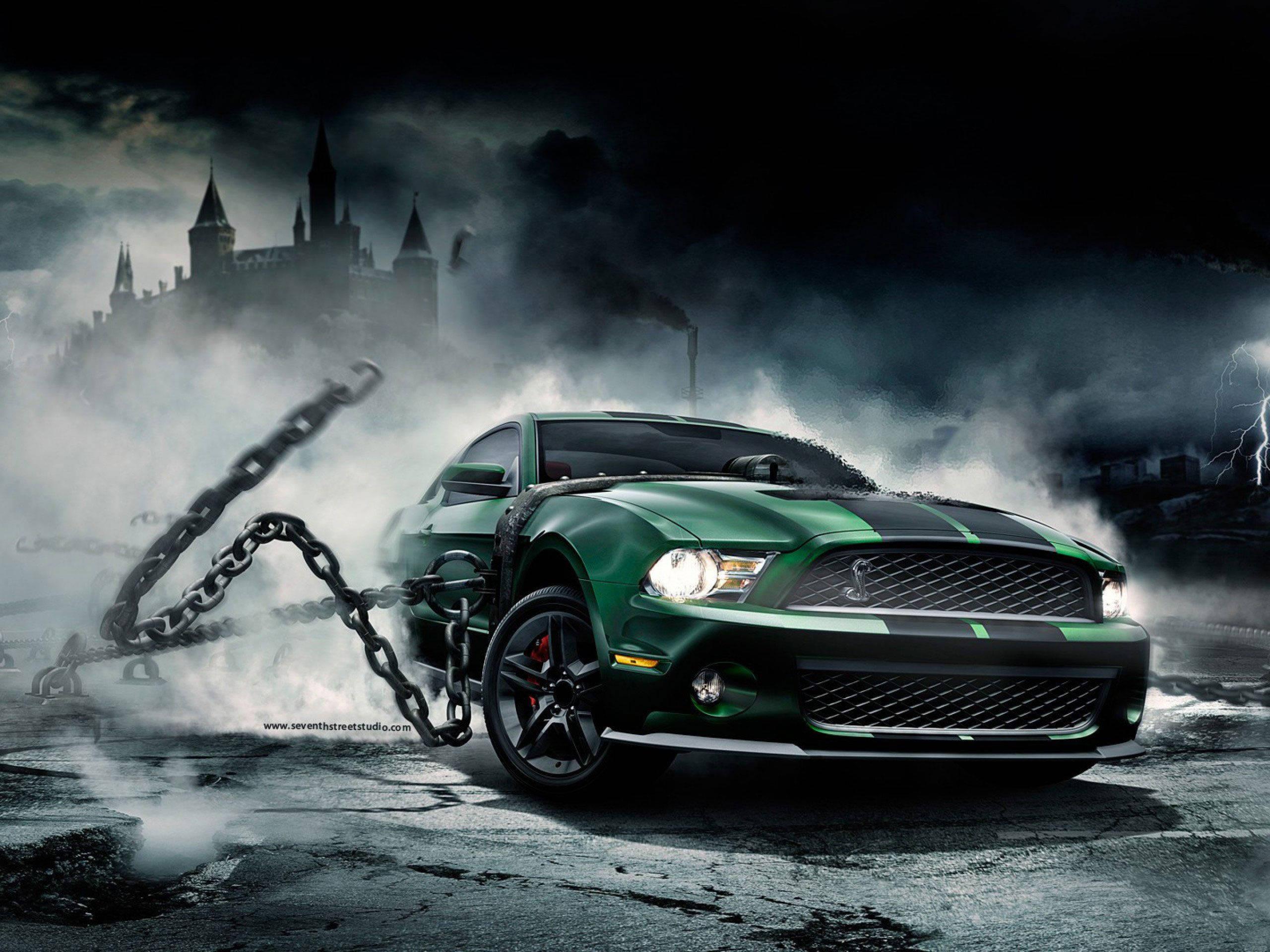 Power and Speed on Display in this Exotic 3D Green Car — 2560x1920 wallpaper