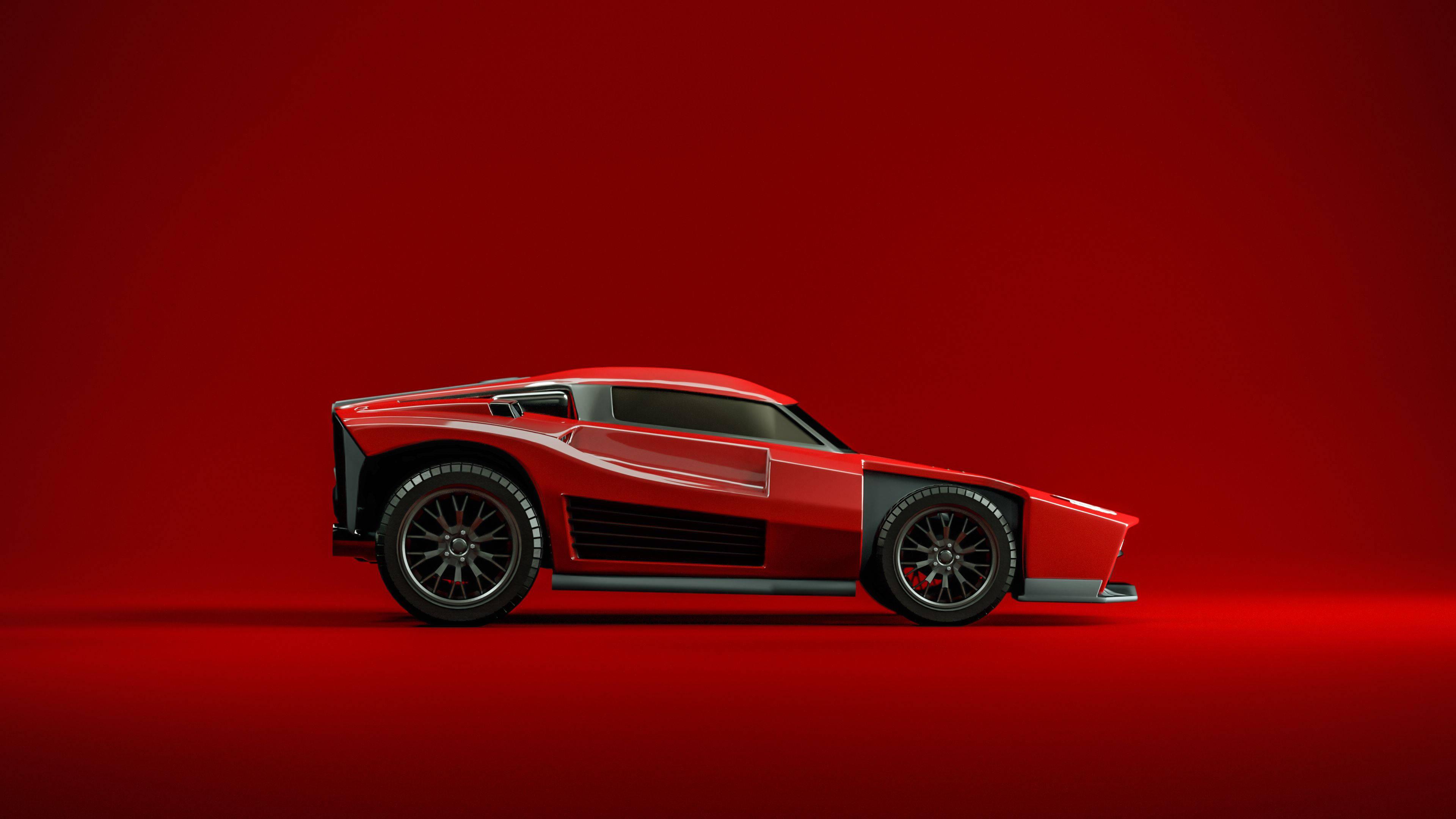 Power up your Rocket Car with the Red Rocket — 3840x2160 wallpaper