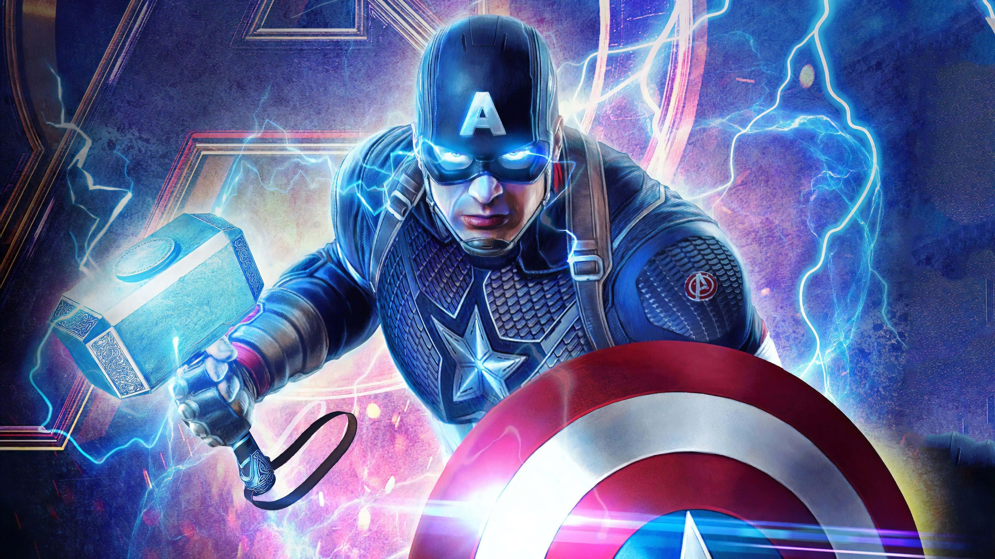 Powerful Captain America Avenger Endgame Digital Art Background — 3840x2160 wallpaper