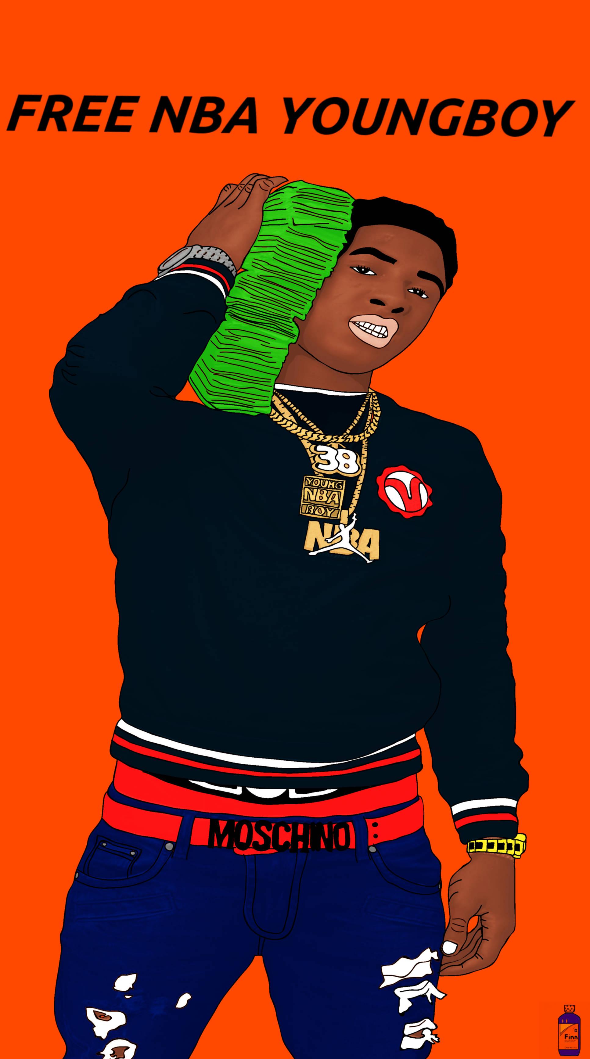 Powerful portrait of the iconic rapper NBA YoungBoy — 1934x3472 wallpaper