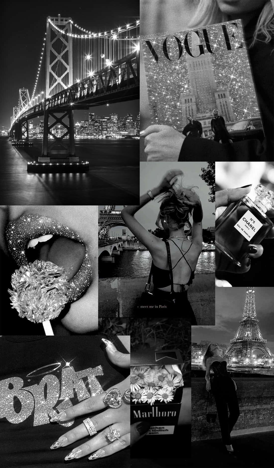 Preppy Collage Black Aesthetic Background — 1100x1879 wallpaper