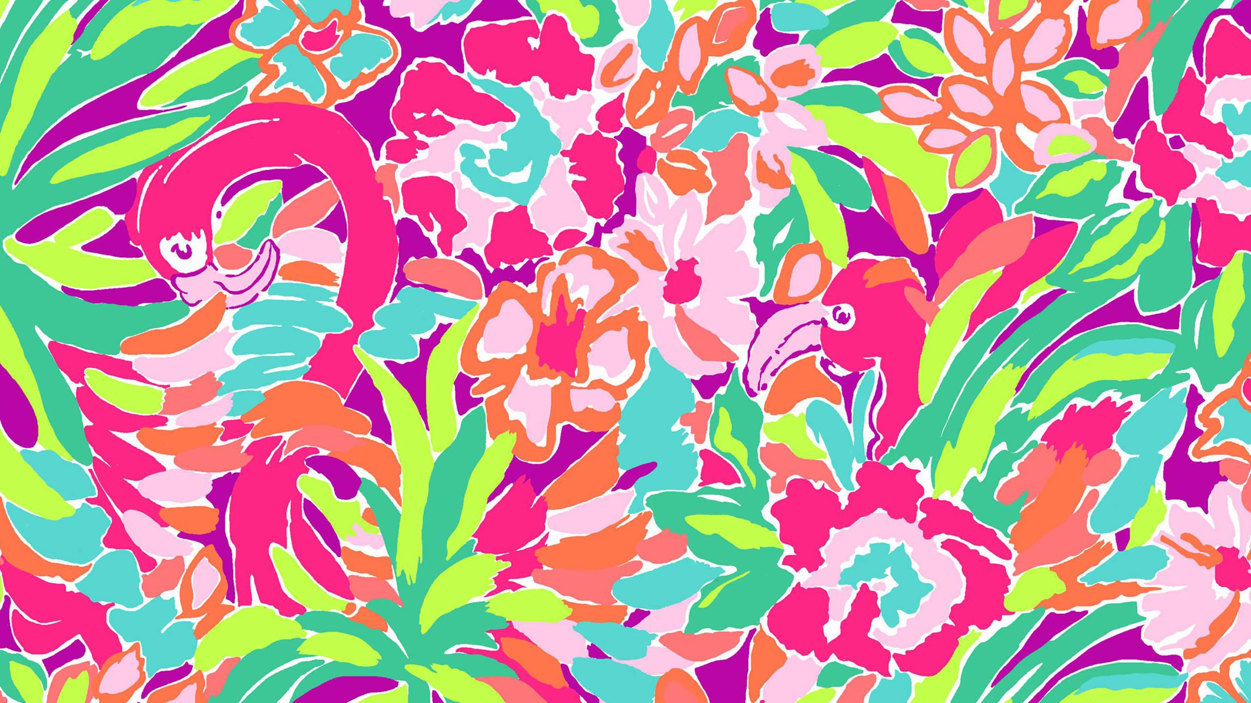 Preppy Flamingo And Flowers