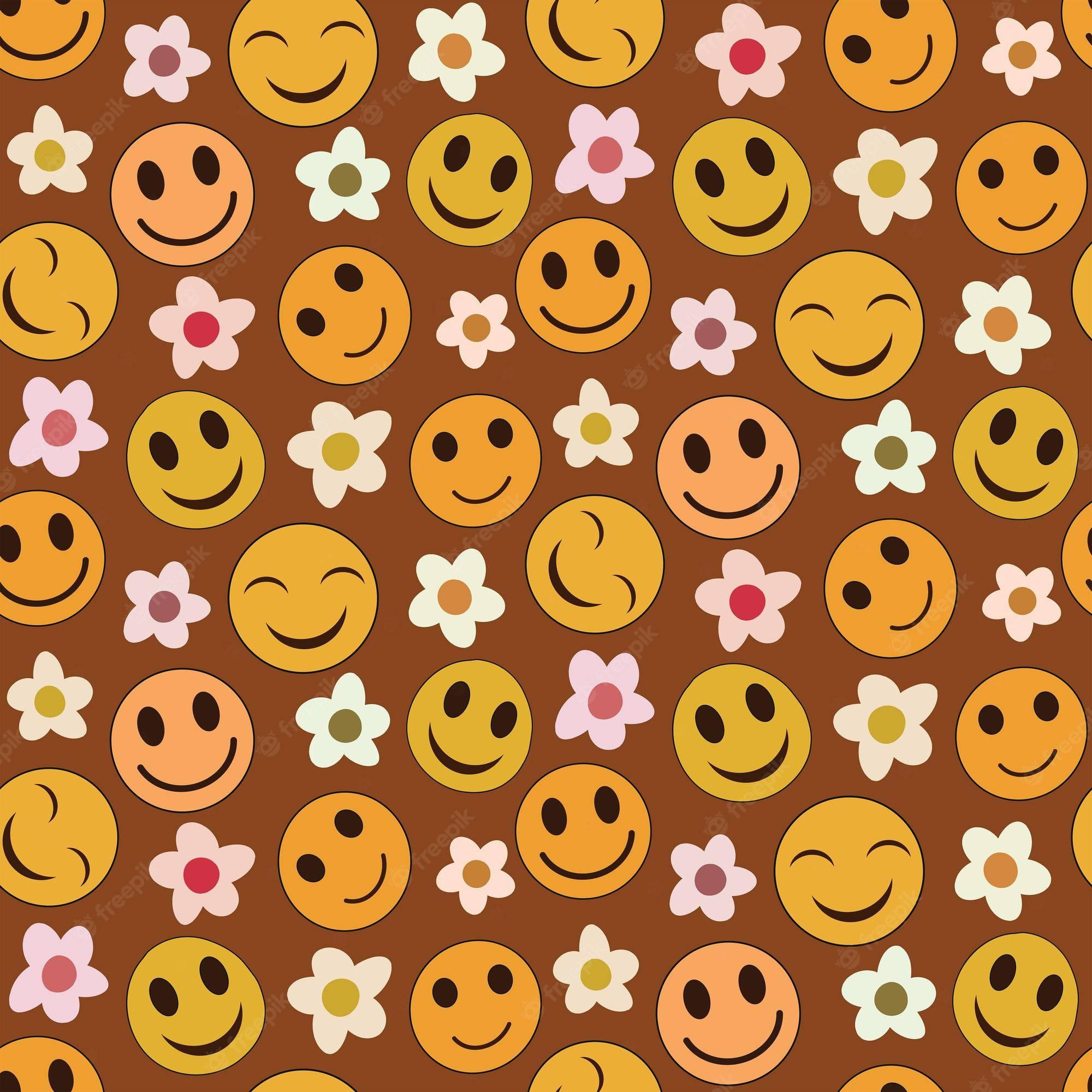 Preppy Smiley Face And Flowers — 2000x2000 wallpaper
