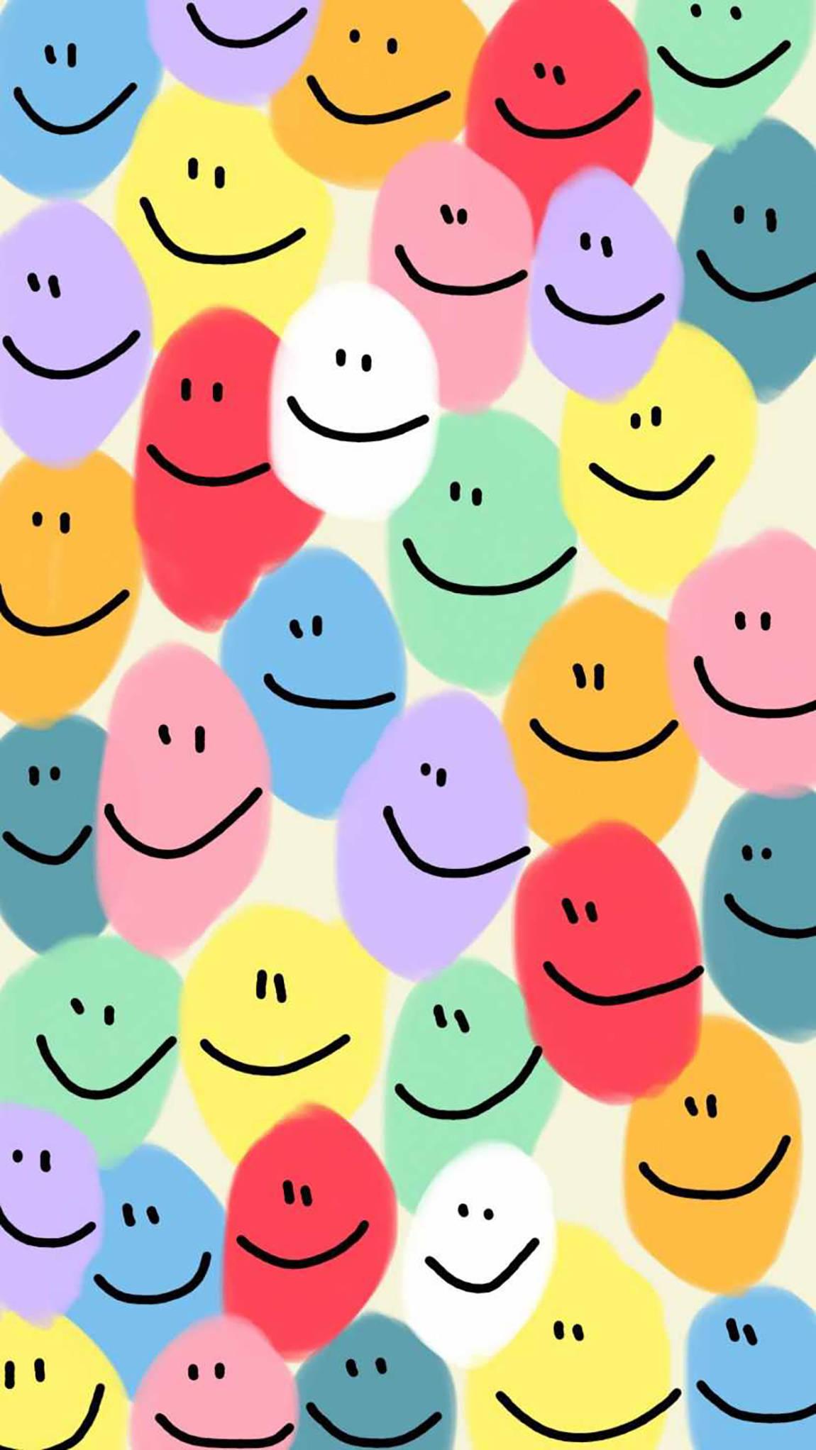 Preppy Smiley Face Bright Pattern — 1150x2044 wallpaper