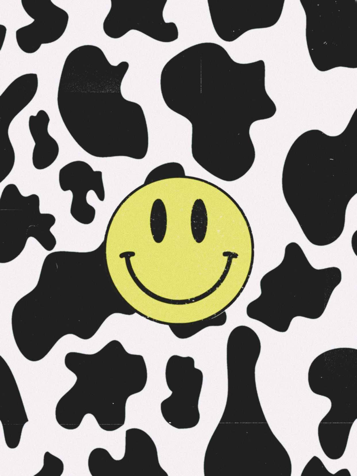 Preppy Smiley Face Cow Print — 1242x1656 wallpaper