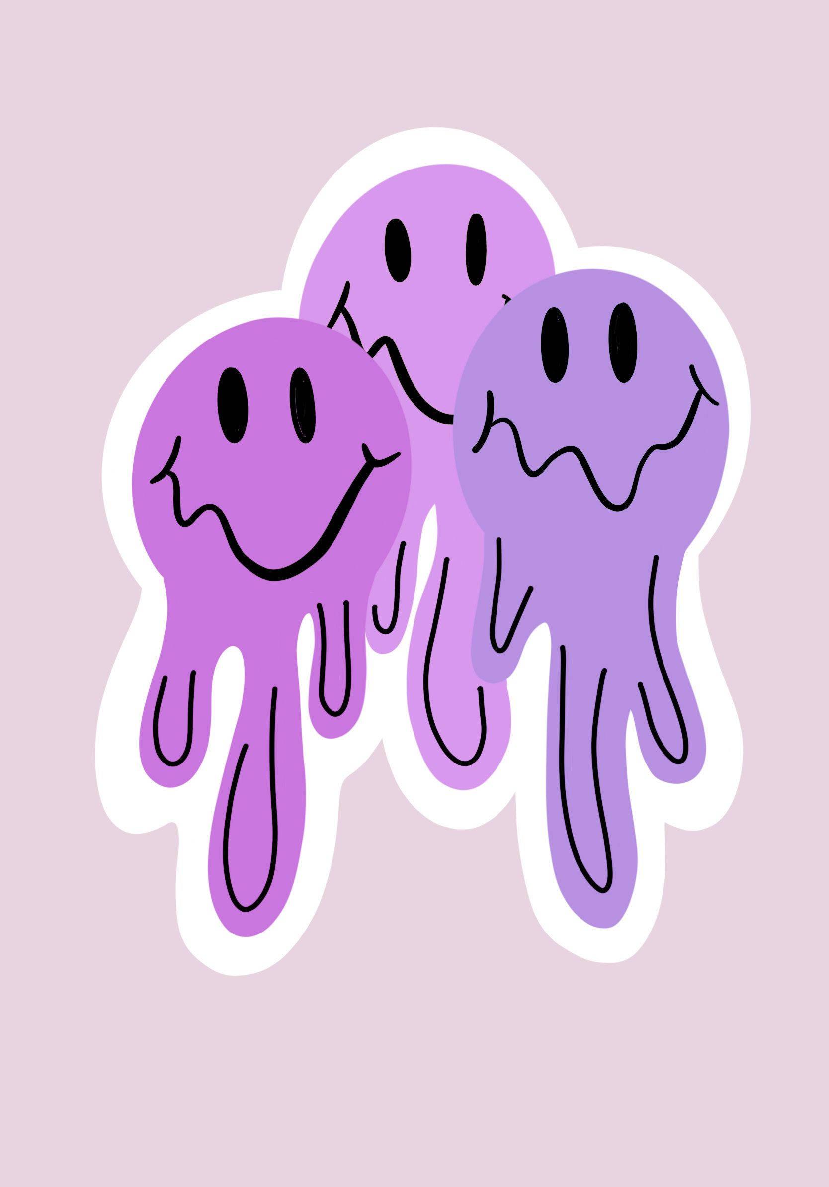 Preppy Smiley Face Dripping Violets — 1668x2388 wallpaper