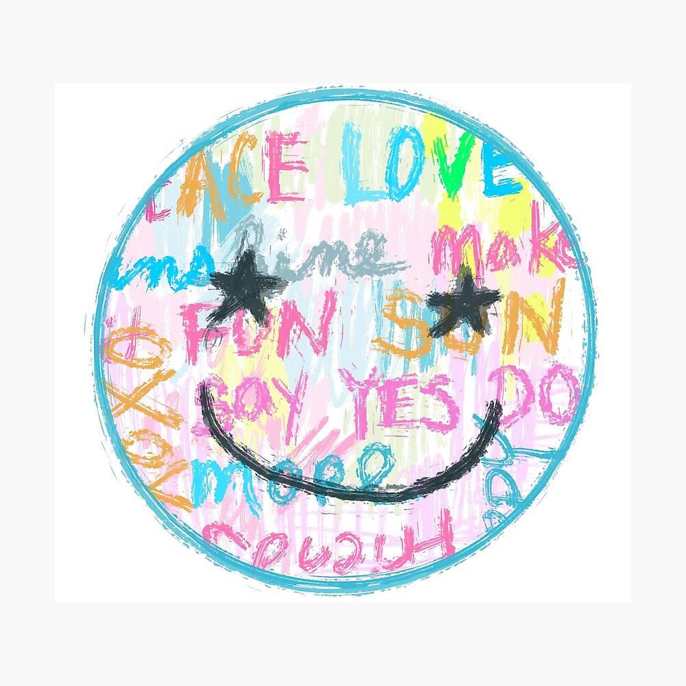 Preppy Smiley Face Graffiti Circle — 1000x1000 wallpaper