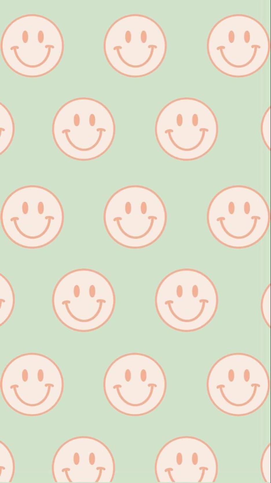 Preppy Smiley Face Light Green Pattern — 936x1667 wallpaper