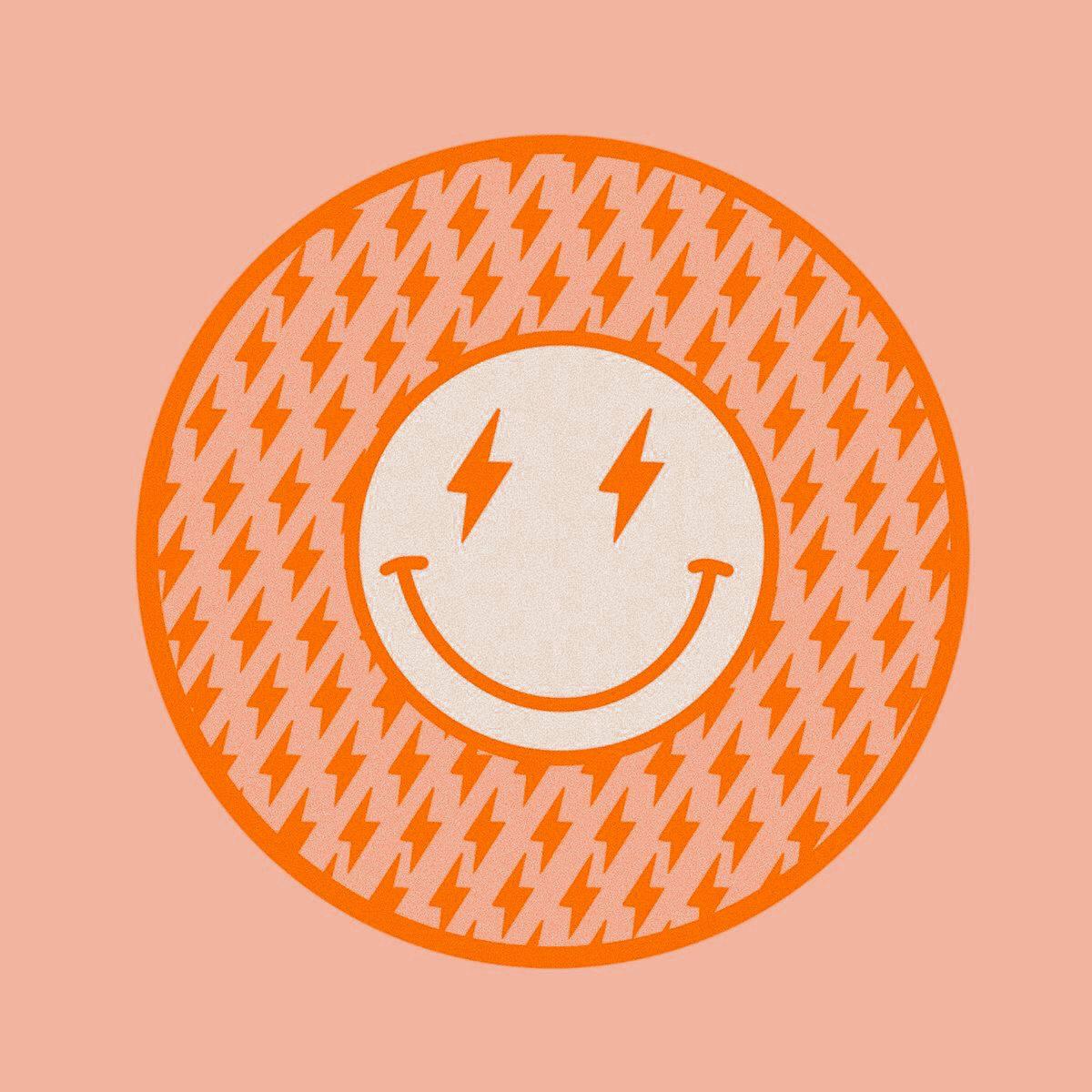 Preppy Smiley Face Orange Lightning — 1200x1200 wallpaper