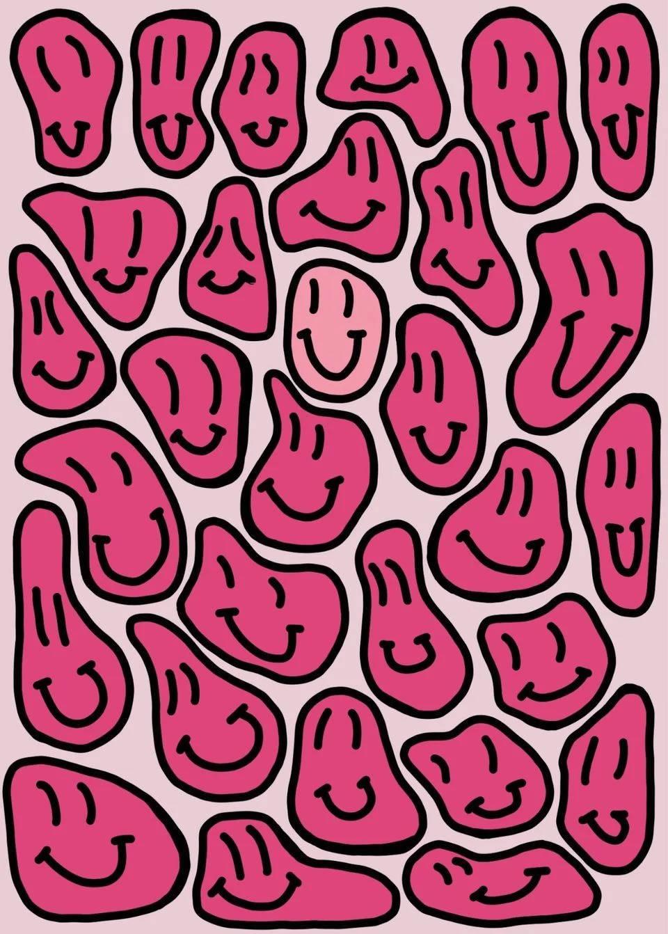 Preppy Smiley Face Pink Doodles — 960x1342 wallpaper