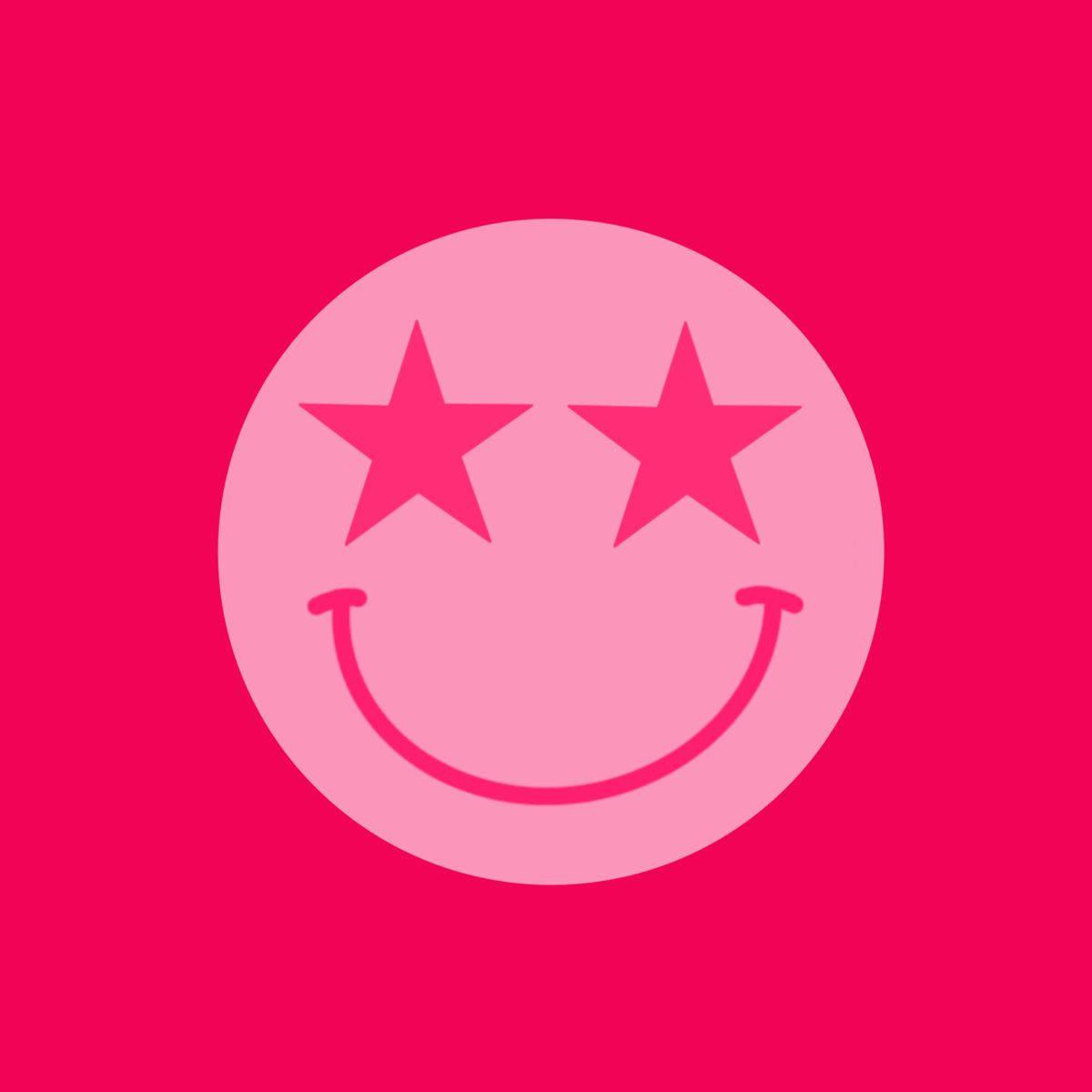 Preppy Smiley Face Pink Star Eyes — 1200x1200 wallpaper