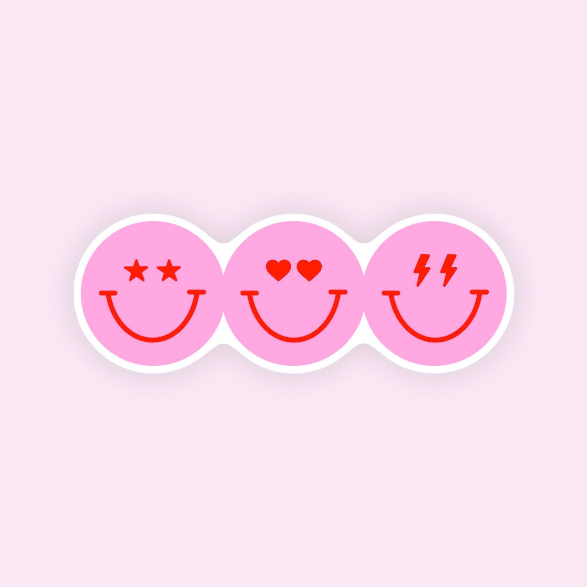 Preppy Smiley Face Pink Trio — 2048x2048 wallpaper